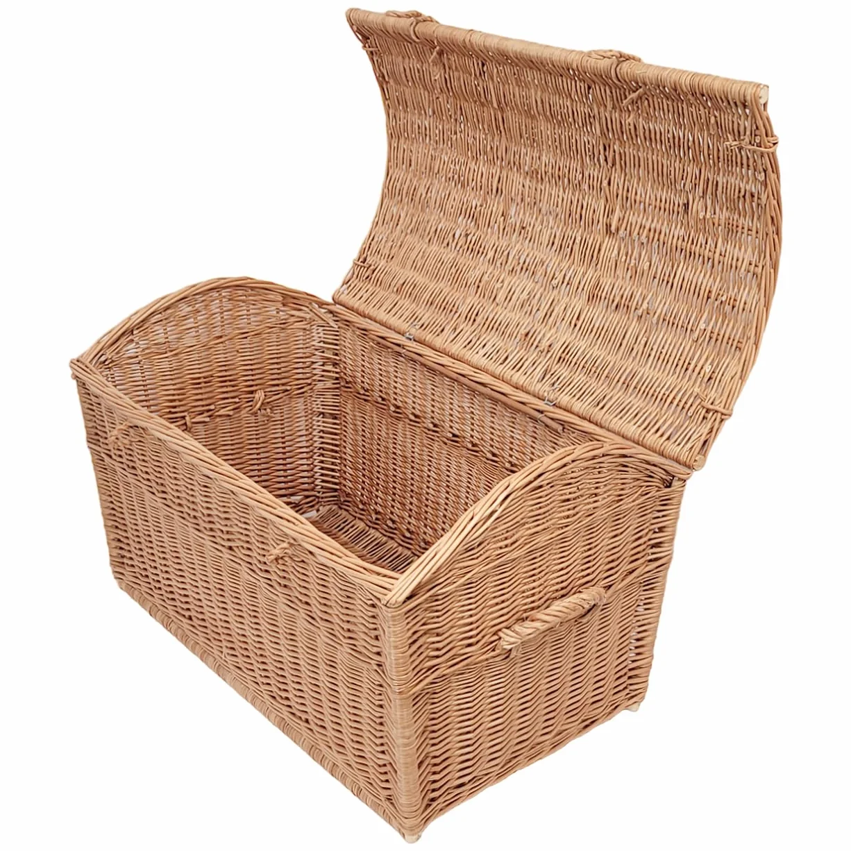 Baúl de mimbre XL pirata para juguetes, libros, lino, cesta hecha a mano y natural, 80 cm