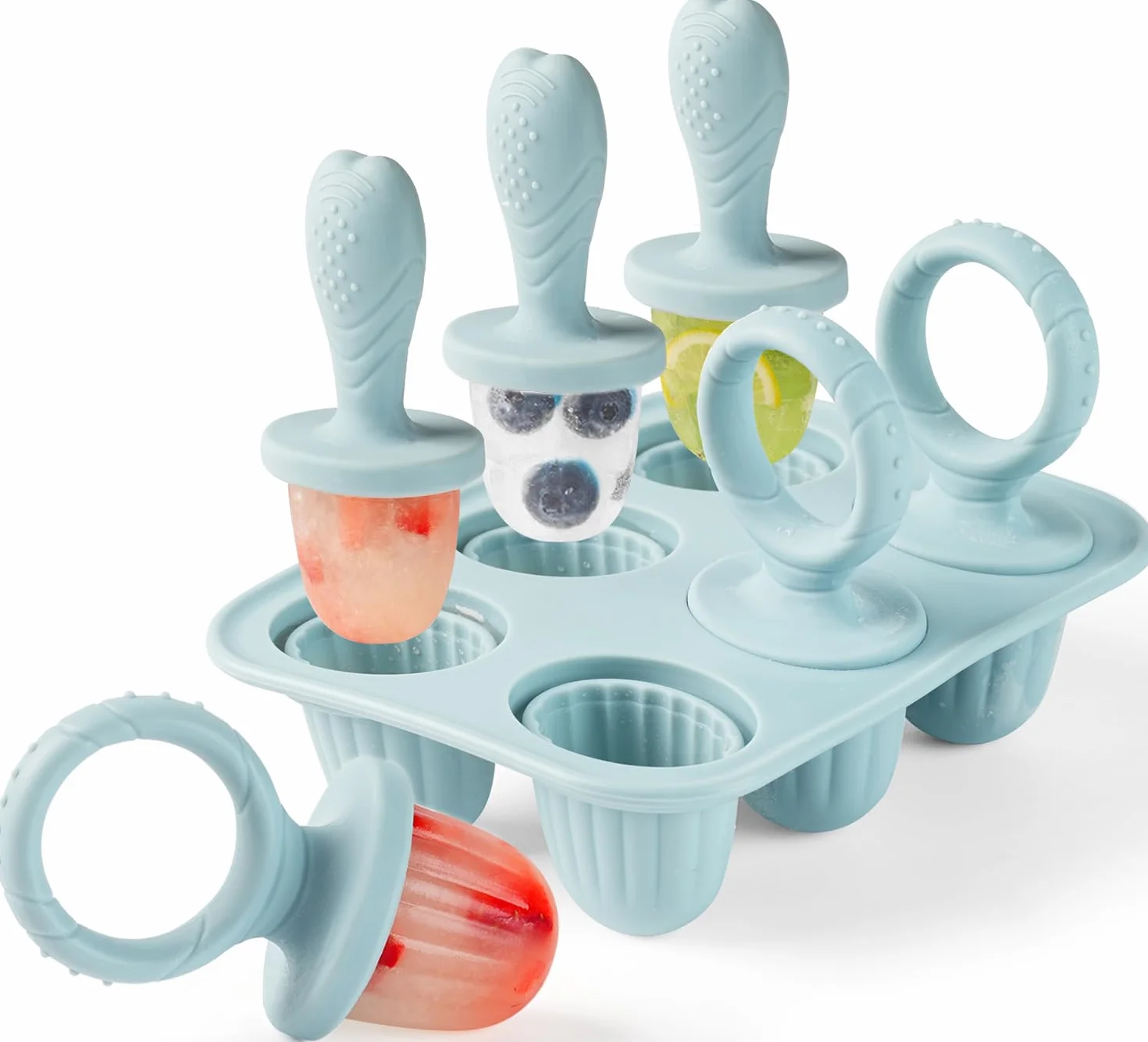 Molde Helado para Bebé, 6X 17ml Mini Moldes Helados con Palos Dentición, Silicona Libre de BPA