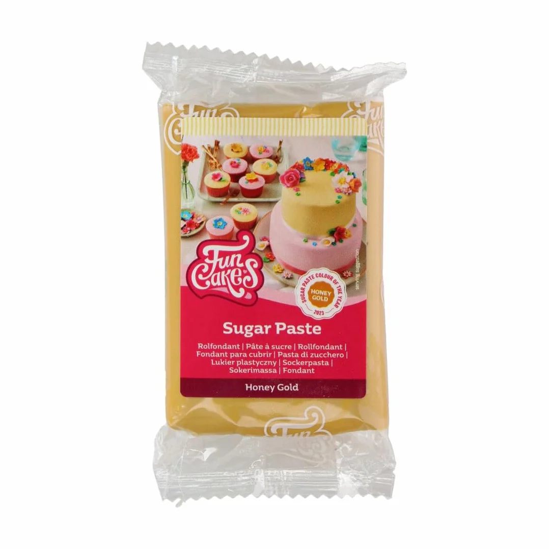 FunCakes Pasta de Azúcar Honey Gold 250 g, Decoración de Pasteles, Halal, Kosher, Sin Gluten