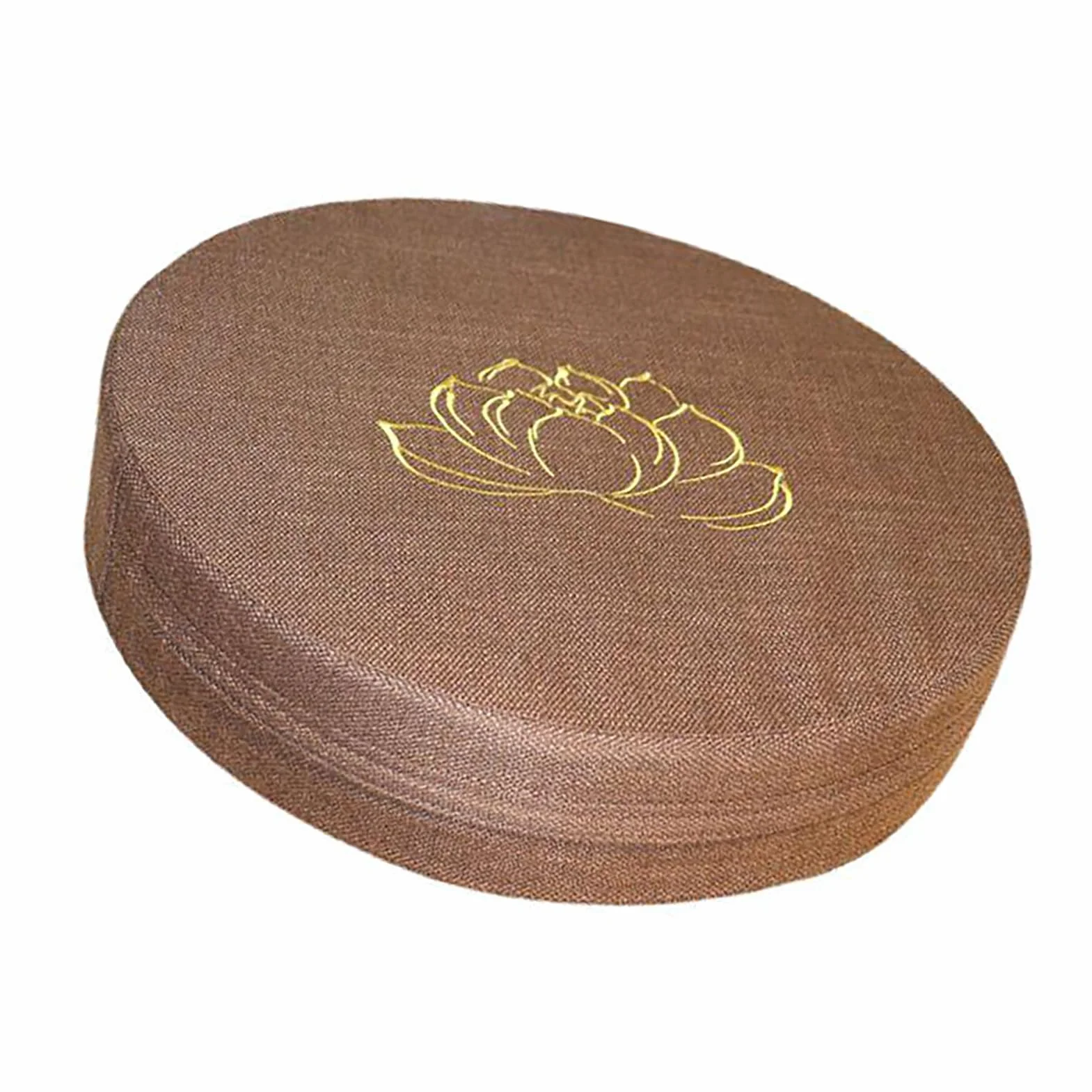 Cojín de Meditación Redondo de Espuma Dura, Algodón y Lino, Cojín de Suelo Extraíble, Lavable, Cómodo para Tatami (Café)