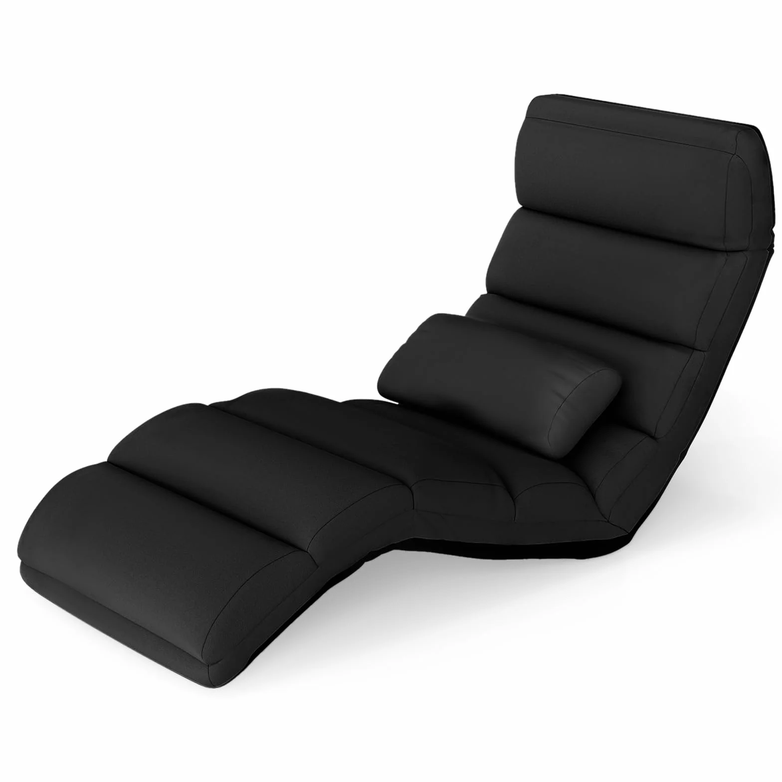 COSTWAY Sillón Cama Plegable en 5 Posiciones, Silla de Suelo con Respaldo Ajustable, Sofá Perezoso Individual con Reposacabezas Ideal para Jugar, Dormir, y Leer, Capacidad de Carga de 100 kg (Negro)