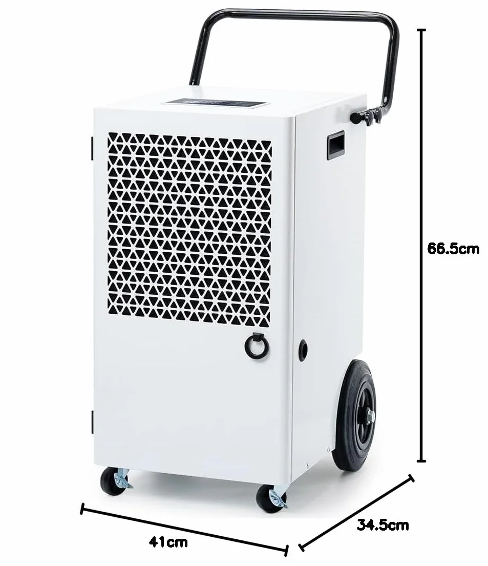 Deshumidificador Eléctrico Grande Industrial 120L/Día: Deshumificadores de Humedad con Bomba Compresor y Manguera de Drenaje 300m²/600m³ Cubierta Portátil Temporizador 24H Secado de Lavandería