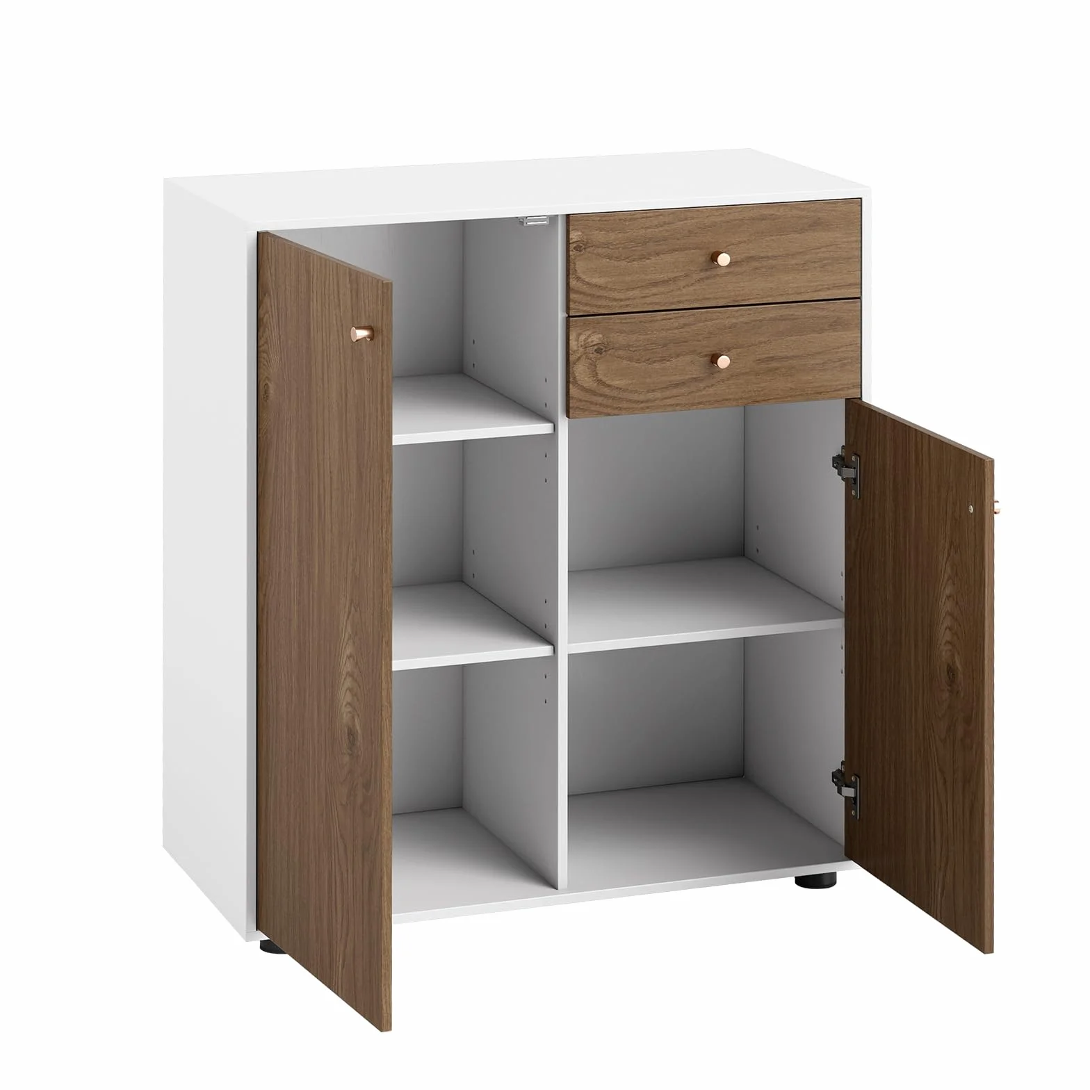 GIANTEX Aparador de Cocina, Armario Buffet con 2 Puertas y 2 Cajones, 3 Estantes Extraíbles y Ajustables, 74 x 35 x 85,5 cm, Mueble de Almacenamiento para Entrada, Salón, Comedor (Natural+Blanco)
