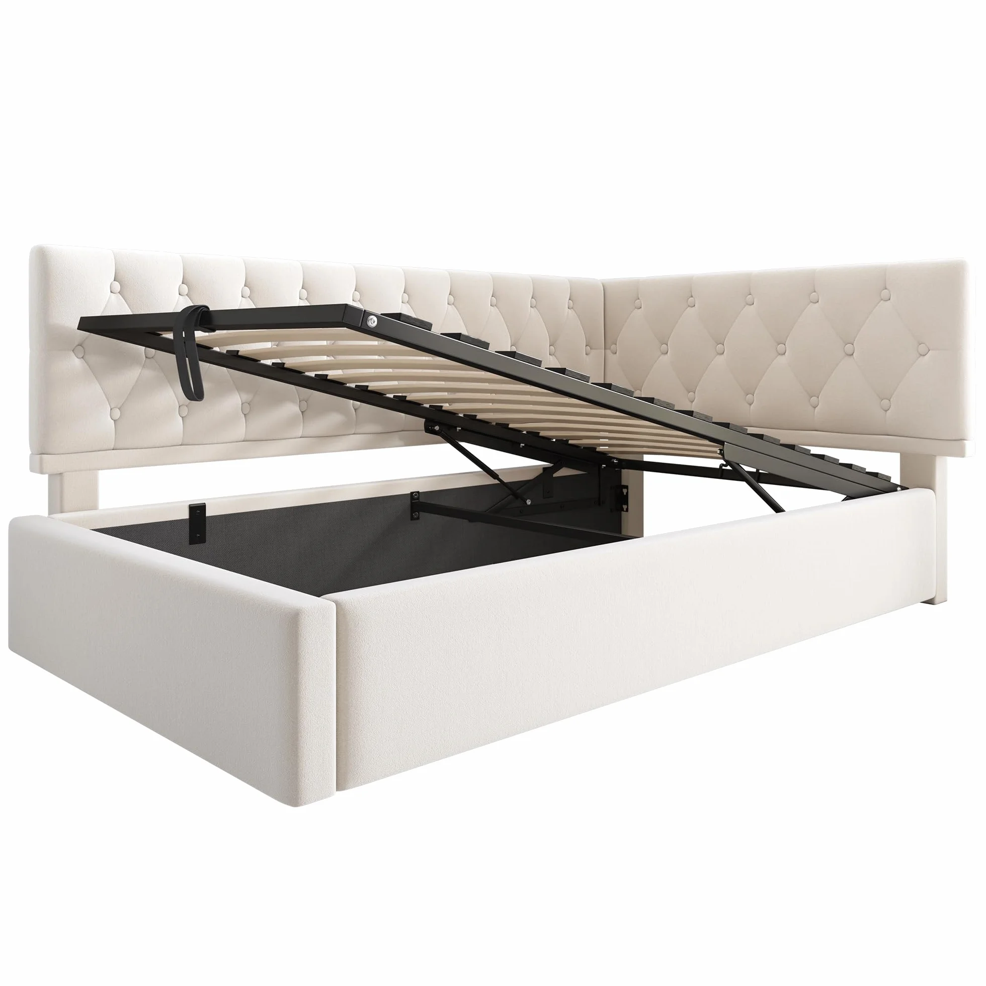 MURUL Cama tapizada, cama de día 90 x 200 cm, sofá cama con almacenamiento hidráulico, cama infantil, cama juvenil, estructura de cama con somier de madera, terciopelo, sin colchón.