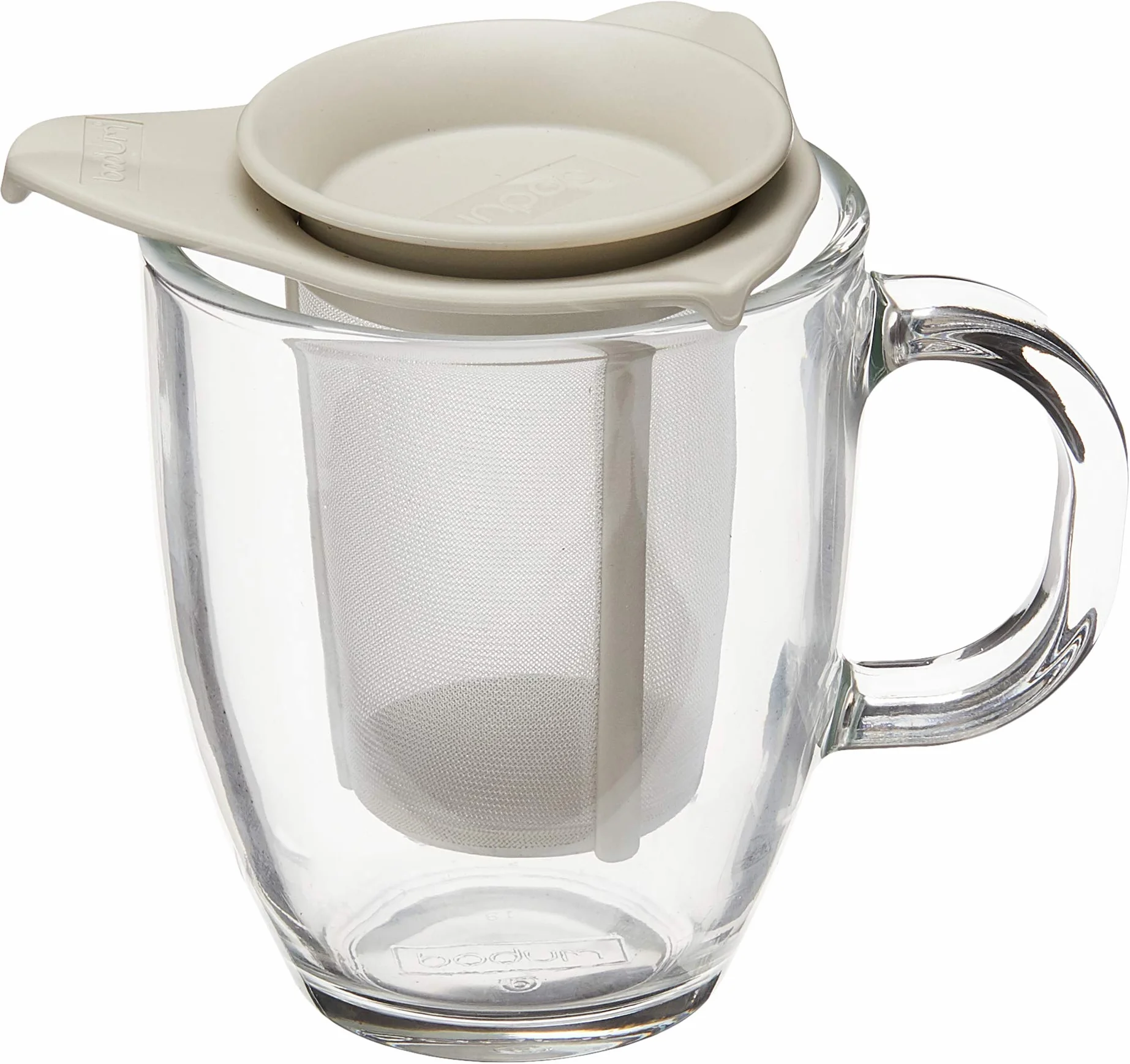Bodum Yo-Yo Set - Tetera Individual, 0,35 l, Taza de Cristal, Filtro y Tapa de plástico, Color Blanco Crema