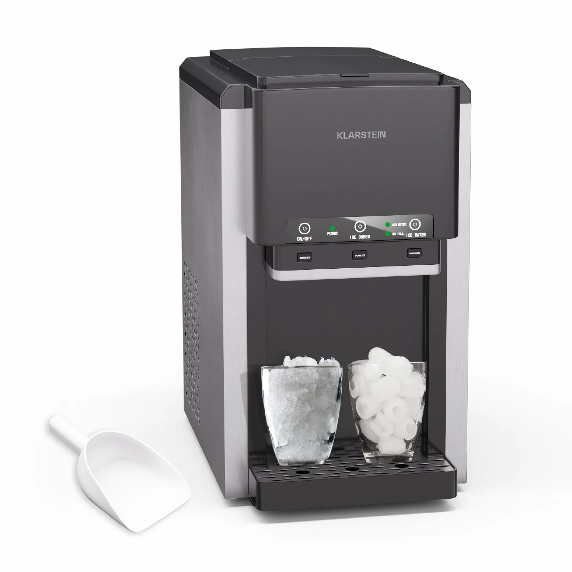Klarstein ArcticBlend 3en1 máquina de hielo 20 kg/24h acero inoxidable negro