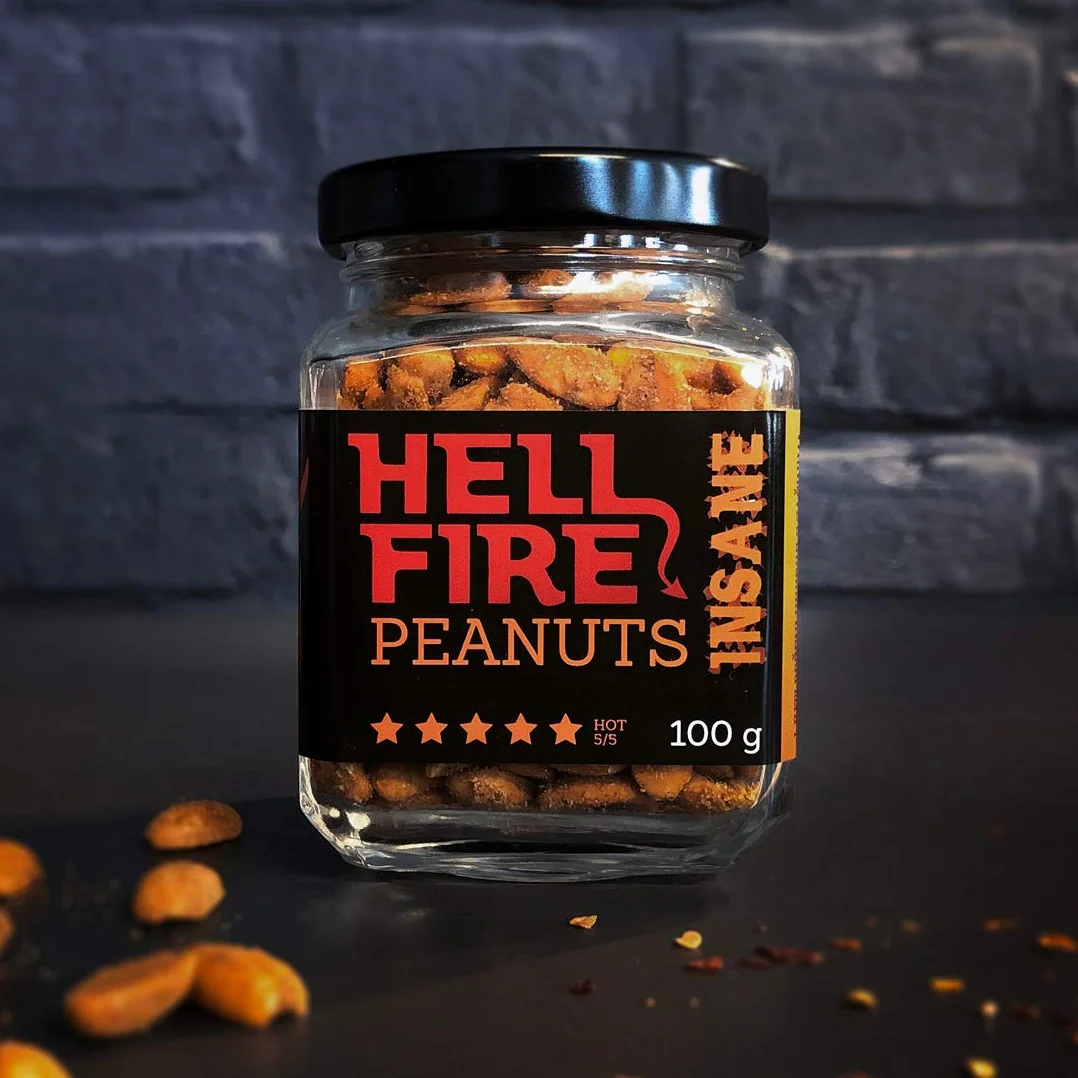 I LOVE SPICY Hellfire Peanuts 100g Cacahuetes Picantes con Chile Carolina Reaper