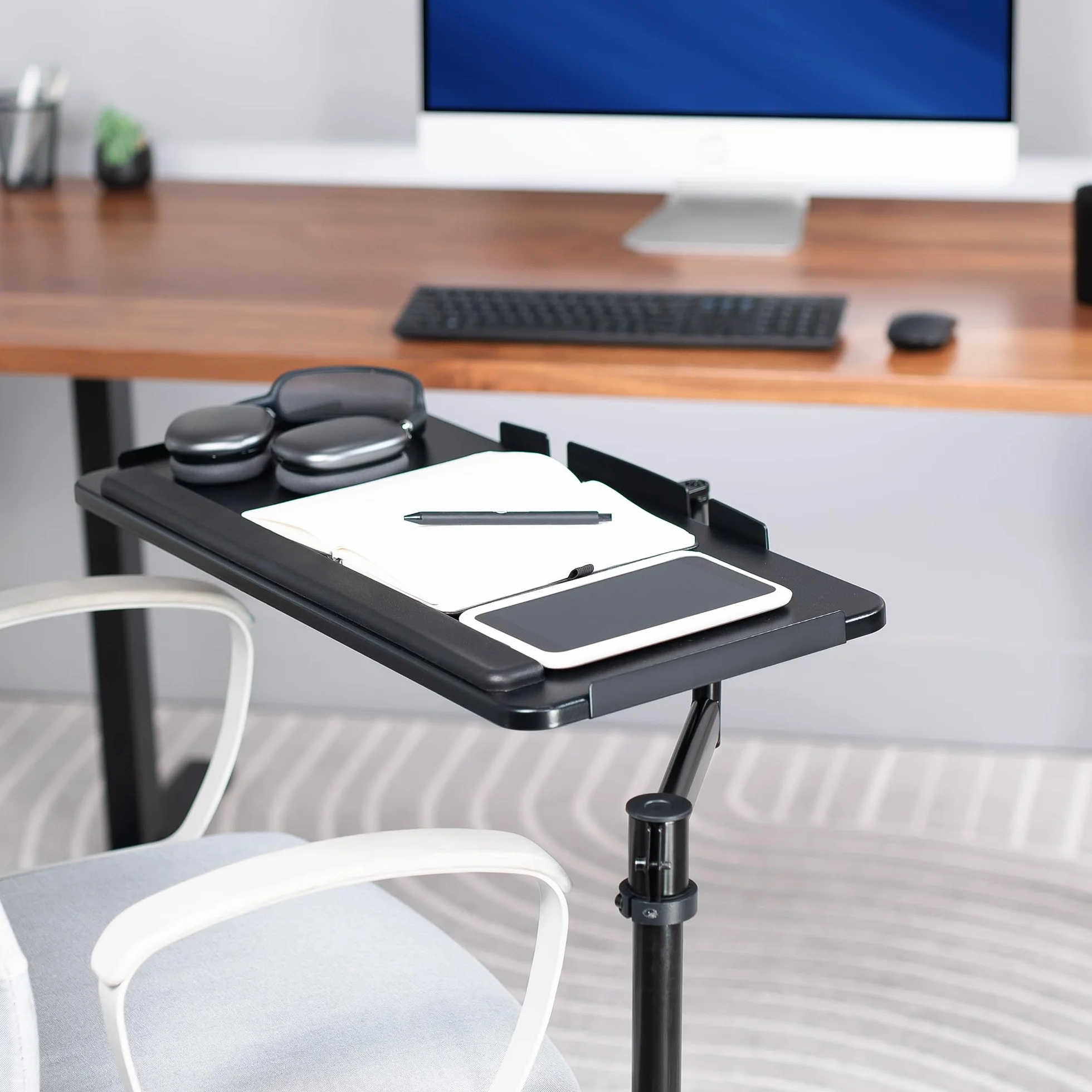 VIVO Mount-KB18CP - Bandeja para teclado y mouse montada en silla de oficina, inclinación ergonómica, rotación de 360 grados, color negro, MOUNT-KB18CP