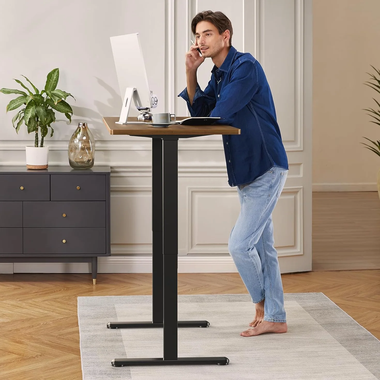 ErGear Escritorio Elevable, Marco con Patas Eléctricas de Ajuste de Altura Dual Motor, Mesa Escritorio Elevable con 4 Controles de Memoria para Oficina en Casa, Soporta hasta 120 kg (Negro)