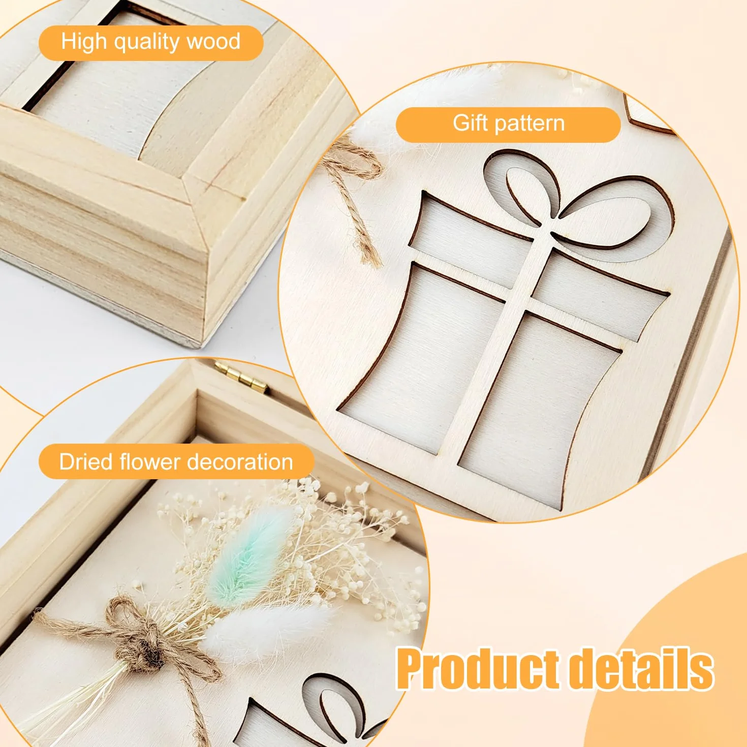 Regalo de dinero para bodas 14 × 14 × 3,5 cm color madera