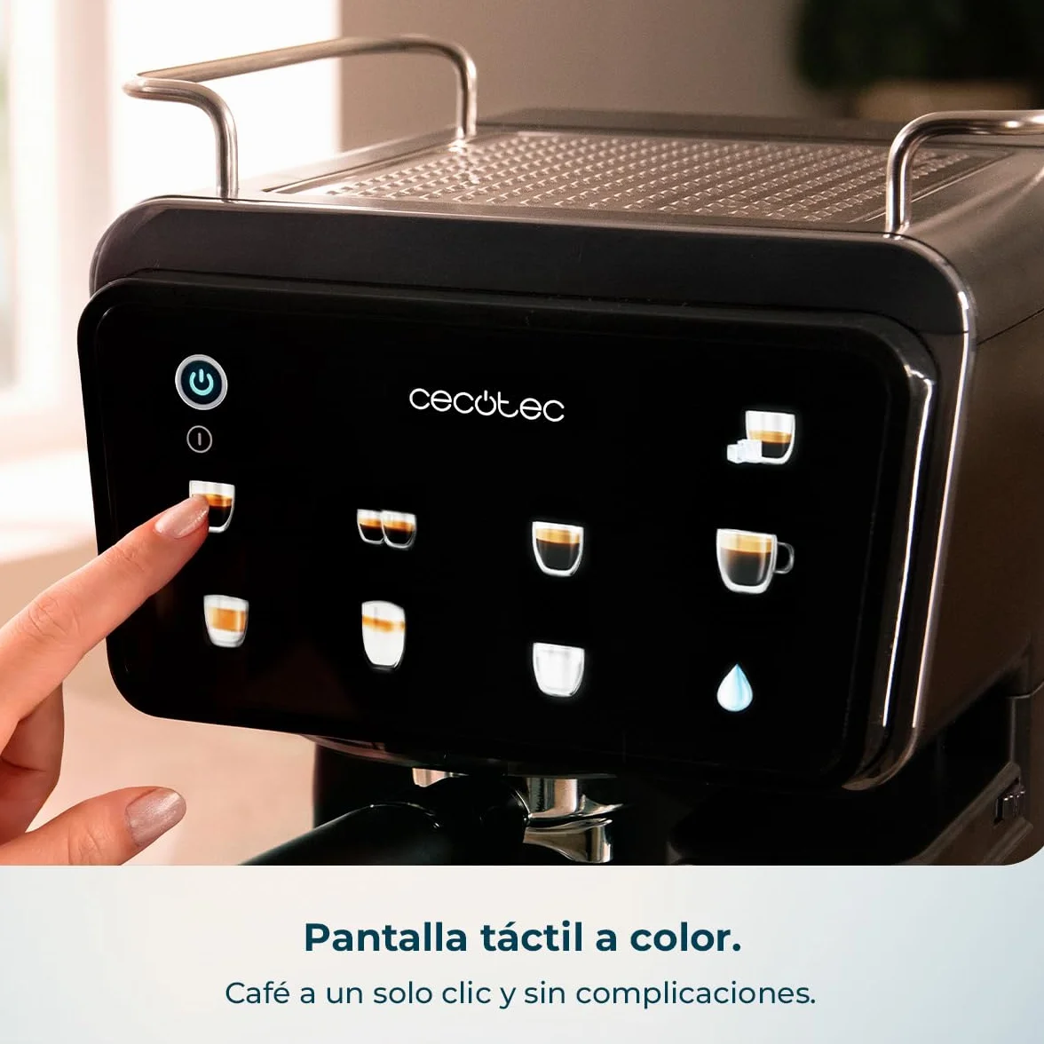 Cecotec Cafetera Express Semiautomática Power Espresso 1350W 20 Bares Pantalla Táctil 1.5L Depósito Agua 500ml Leche