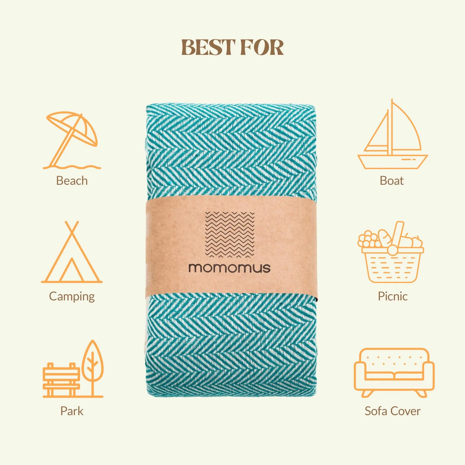 MOMOMUS Fouta XL o Toalla de Playa de Algodón 100% - Absorbente, Suave y Ligera - Ideal como Toalla para Piscina y SPA o Pareo de Playa XL - Verde Mar, 90 x 170cm