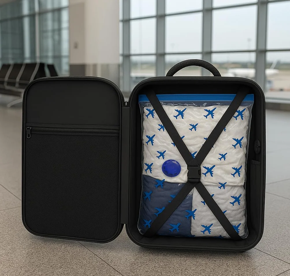 Lavatelli Juego de 2 bolsas de viaje al vacío 40x45 cm compatibles mochila Ryanair 40x30x20 equipaje de mano válvula universal reutilizables