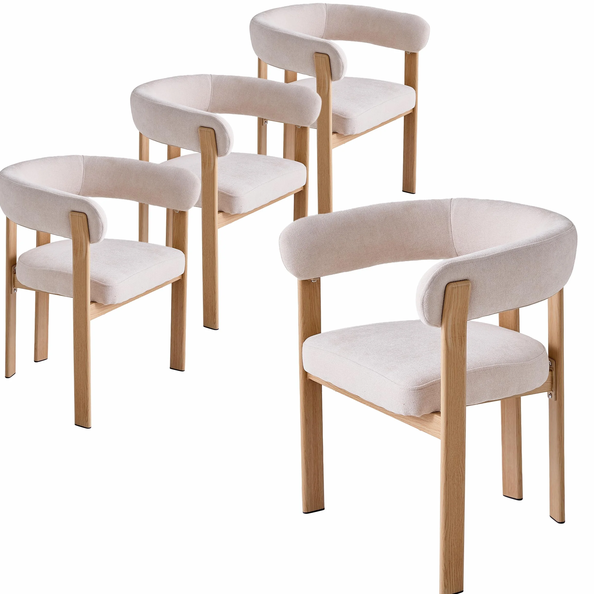 Juego de 4 sillas, sillón reclinable con Cojines de Tela,sillón de Estilo Medieval,Silla de Cocina,Patas de Metal,Apto para Dormitorio,Sala de Estar,Comedor - Beige