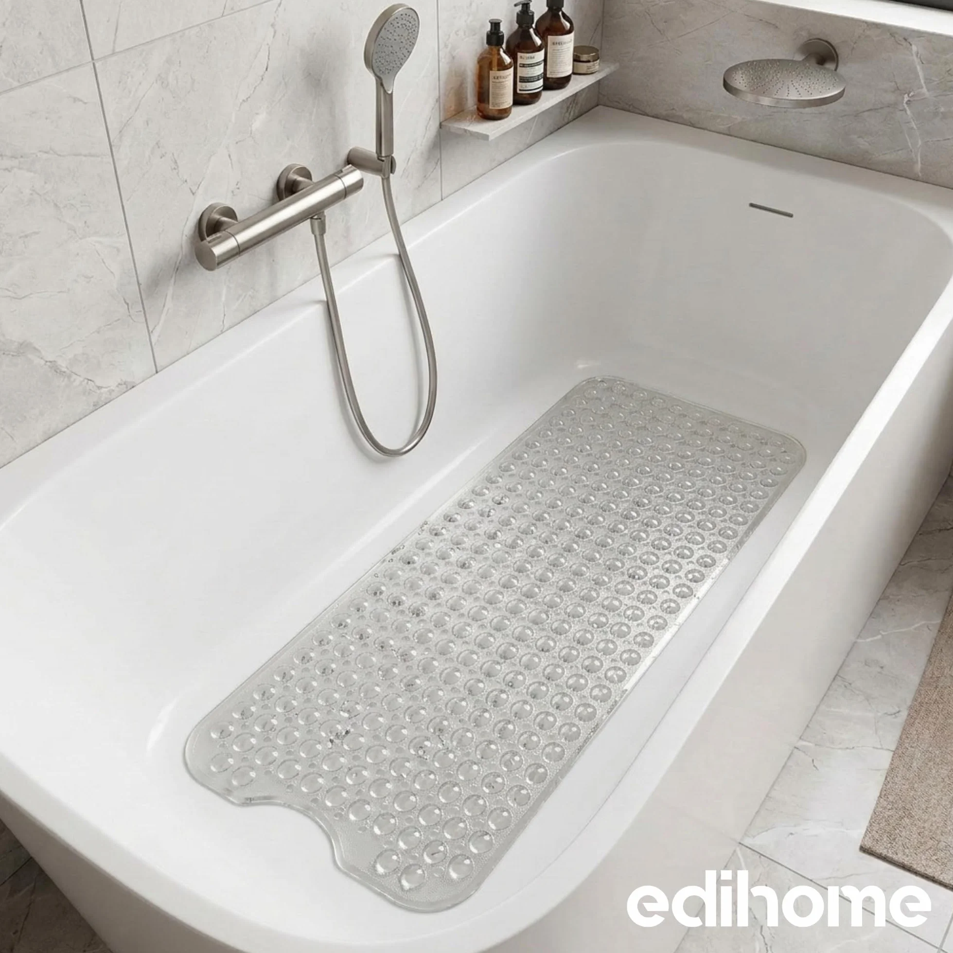 Alfombra Bañera Antideslizante 100x40 cm Burbujas con Ventosa sin BPA Antibacterial Lavable a Máquina