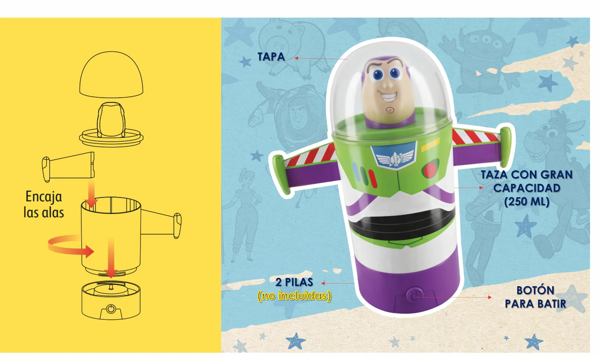 ColaCao Original Cacao Soluble Natural sin Aditivos en Polvo 2,2 kg Formato Ahorro con Taza Batidora Buzz Lightyear Toy Story