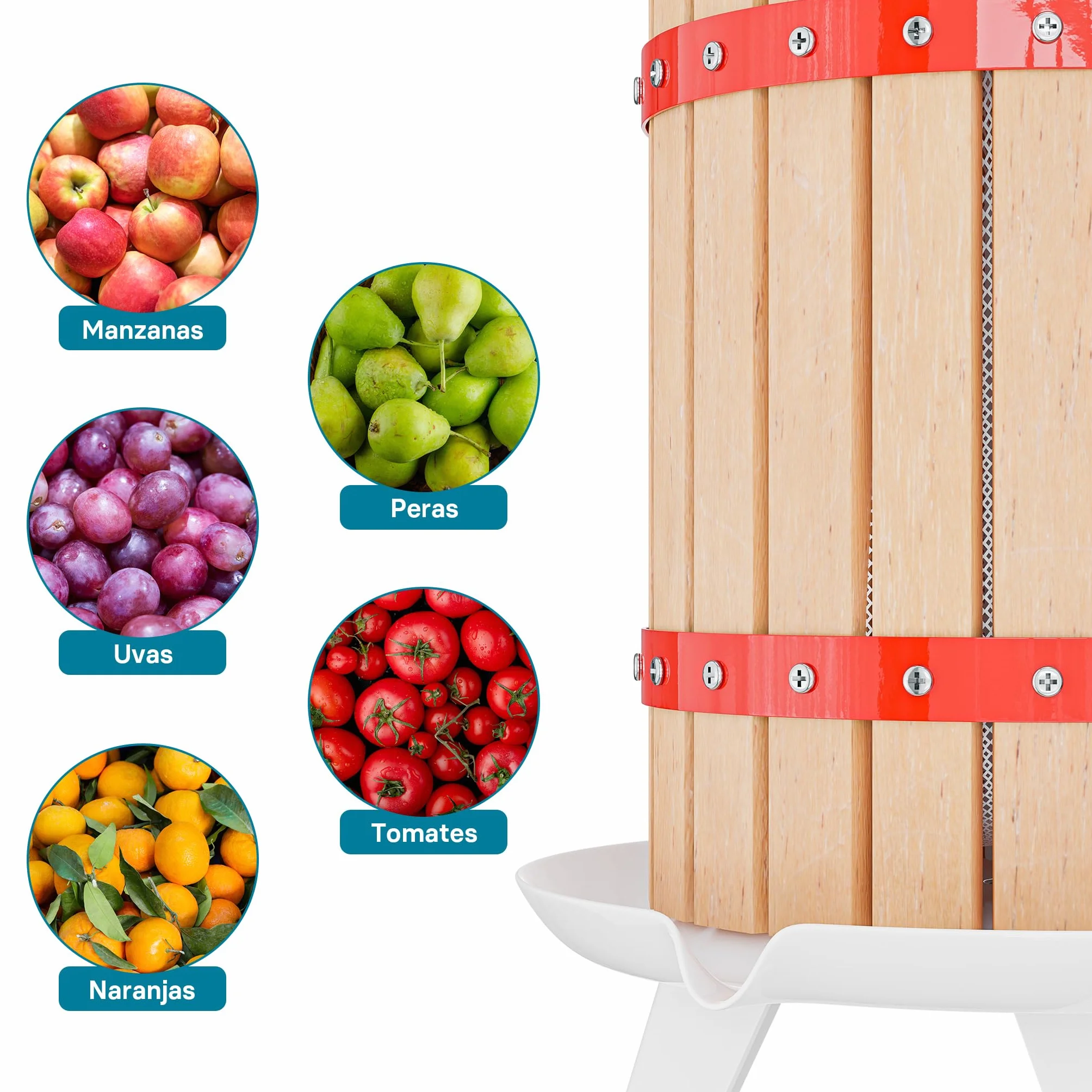 WilTec Prensa Fruta 30L Paños prensado 3X Prensa Mosto Prensa Vino Prensa Sidra Macerado Elaboración Bebida