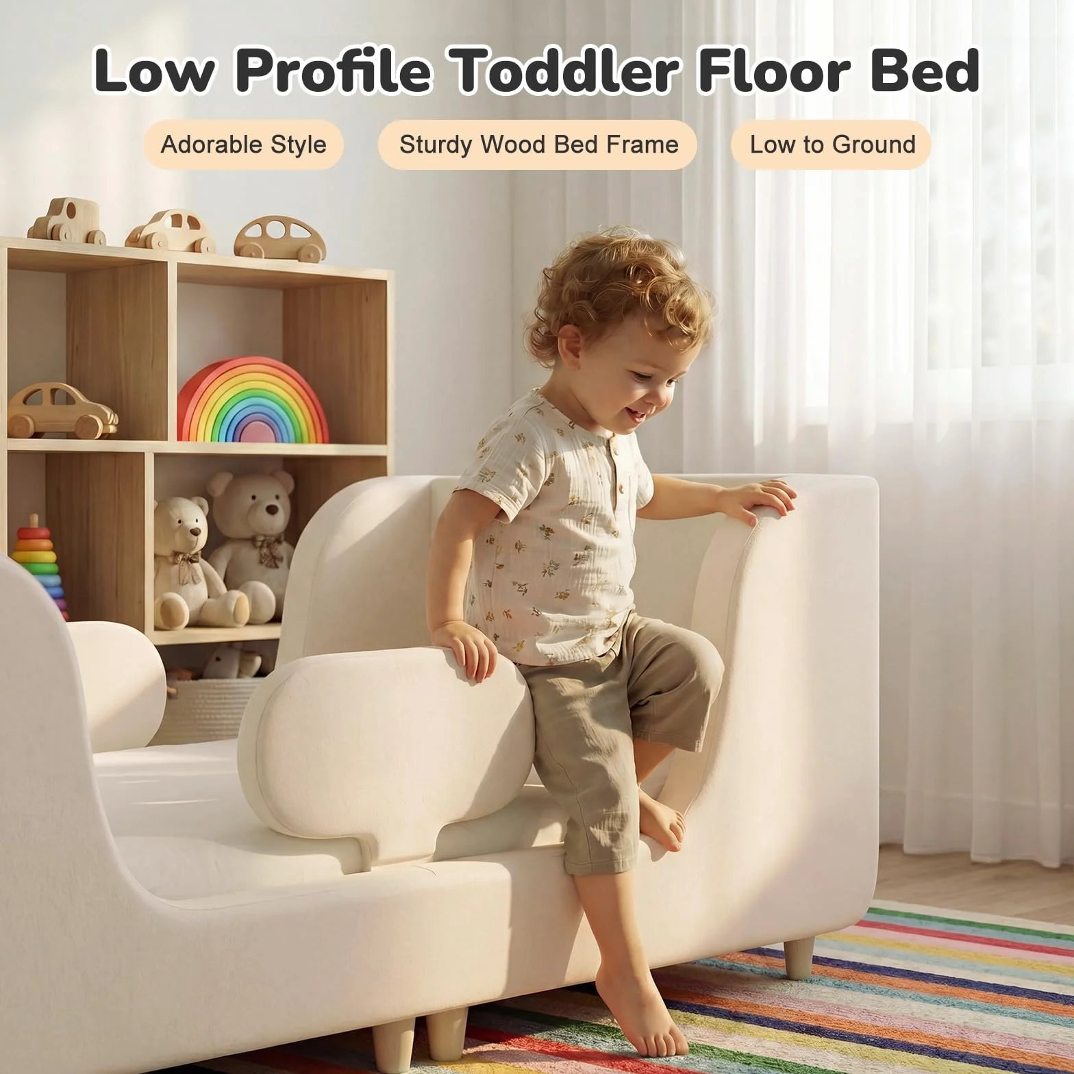 Cama para niños pequeños suave acolchada para niños y niñas