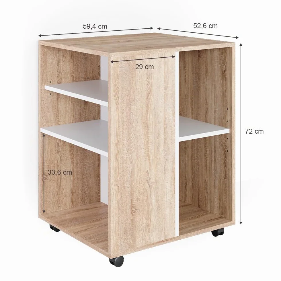 Vicco Carro con Ruedas, Sonoma, 59.4 x 52.6 cm, Uso Flexible con Ruedas para Movilidad