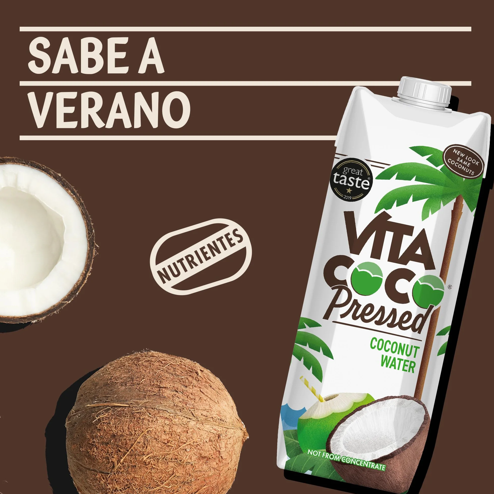 Vita Coco Agua De Coco Prensada 1L x 6 Hidratante Natural Sin Gluten