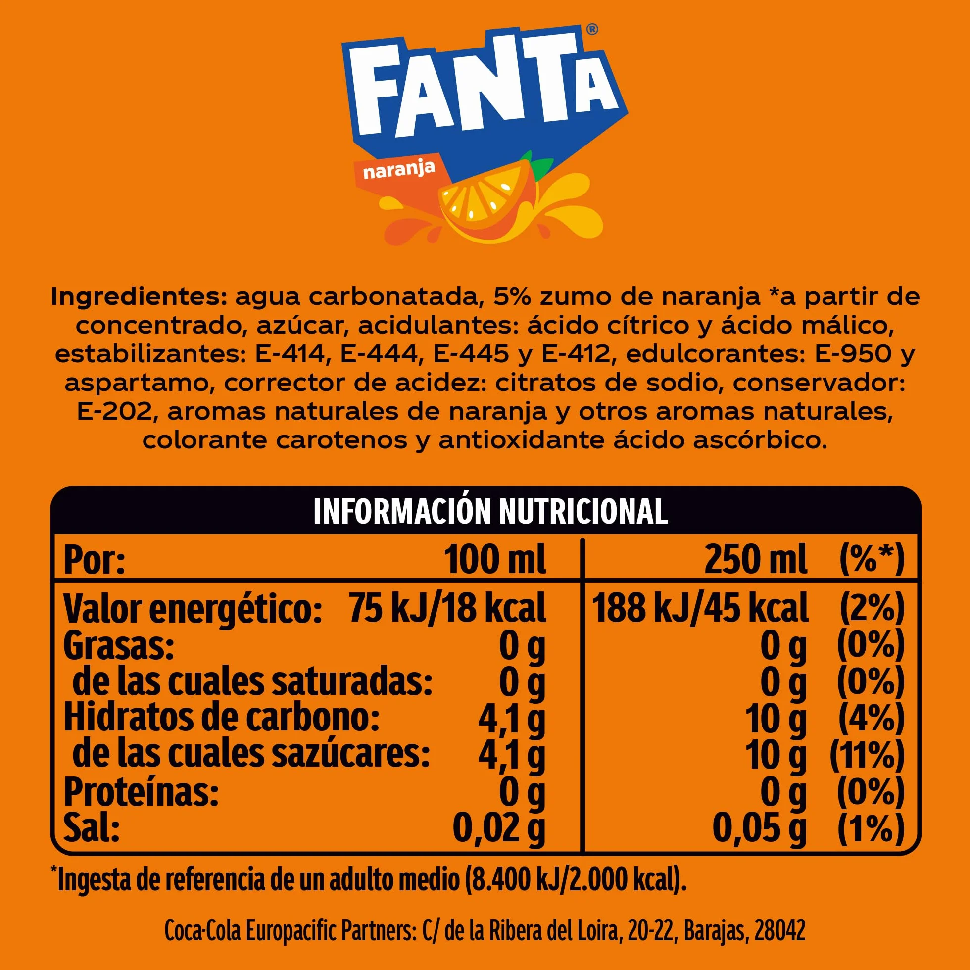 Fanta Naranja Refresco Bajo en Calorías Pack 2 Botella 2L