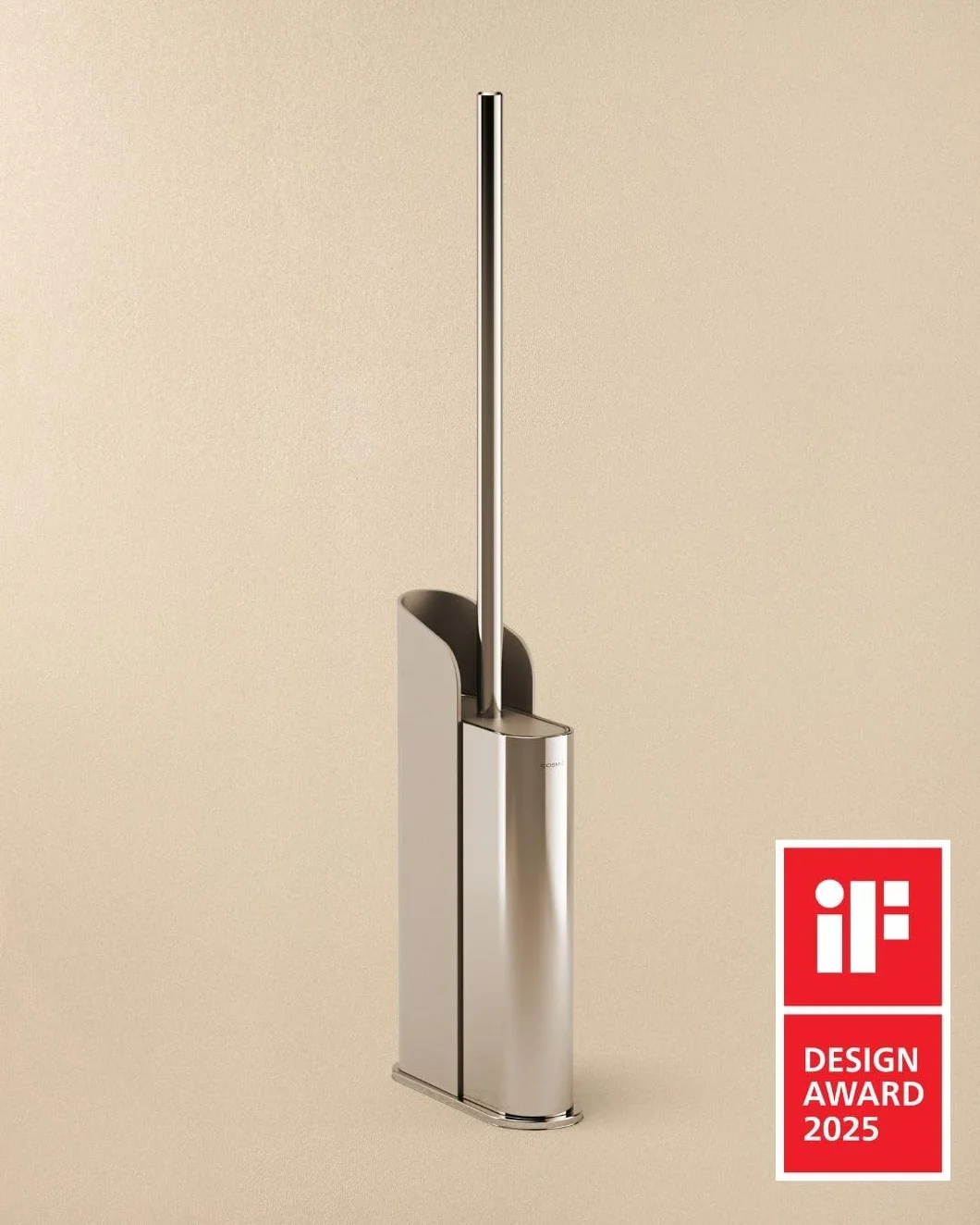 COSMIC Flat Escobilla de Baño de Silicona de Diseño Flexible y Ultrafino. Escobillero de Suelo o Pared para WC. Portaescobillas de Color Cromo.