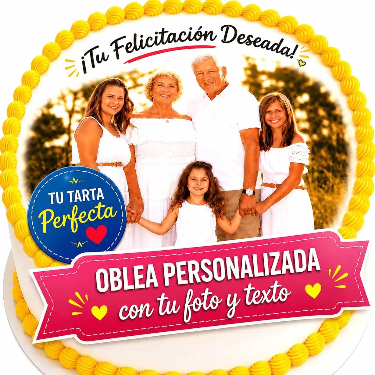 Oblea comestible personalizada nombre edad para pastel tarta cumpleaños varios tamaños disco redondo