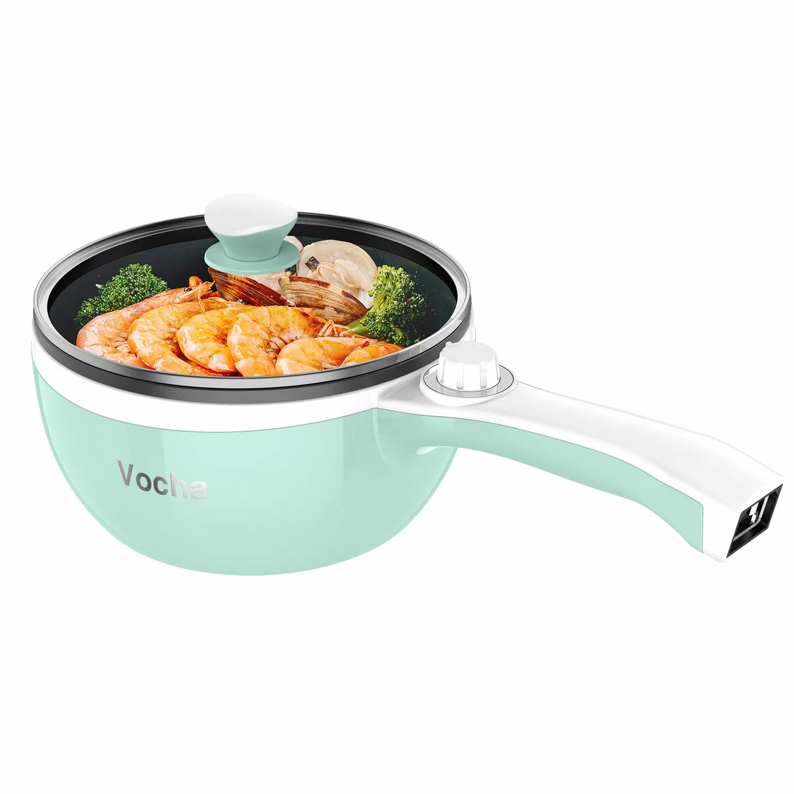 Vocha Mini Olla Eléctrica Antiadherente 20cm 1.5L Fondue Portátil Verde