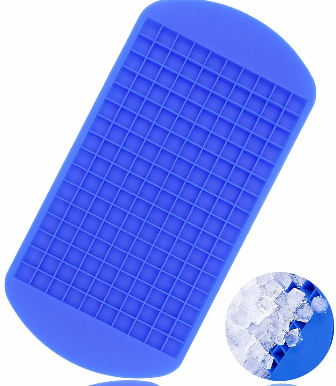 Silikonowe foremki do lodu, 160 kostek, 1x1 cm, niebieskie