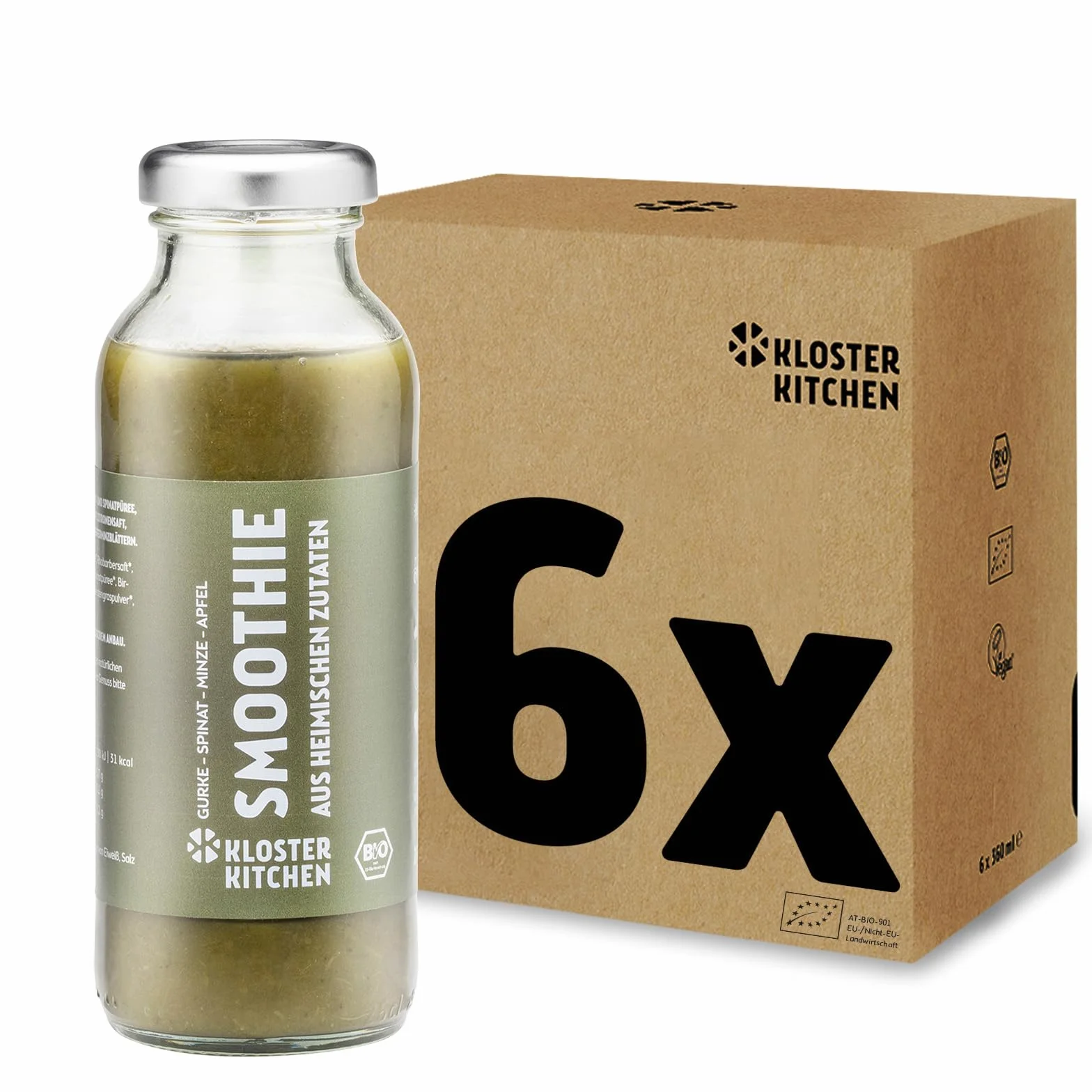 Kloster Kitchen Bio Smoothie Verde Pepino Espinacas Menta Manzana 6x250 ml