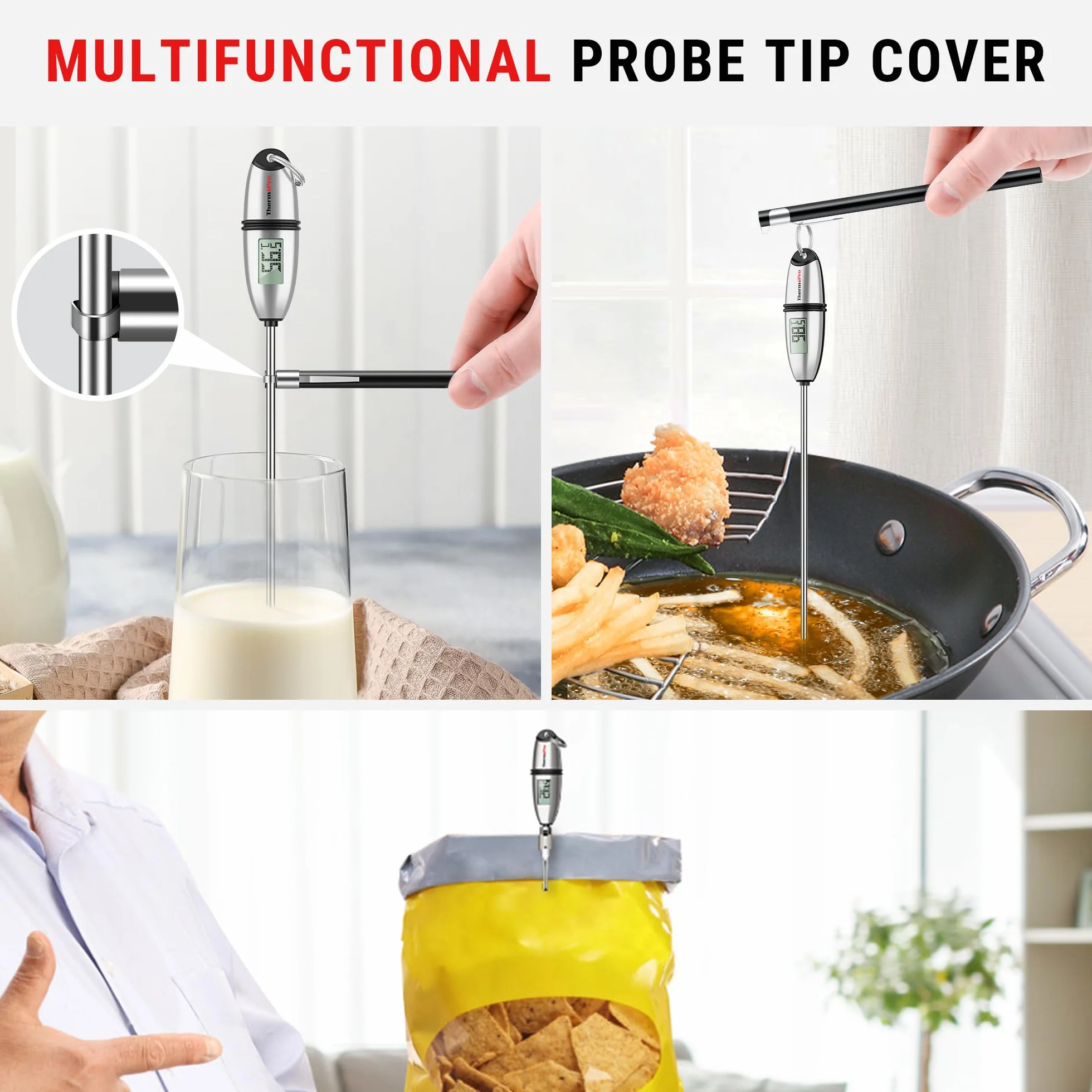 ThermoPro TP02S Termómetro Cocina Lectura Instantánea Digital Sonda Larga Carne Barbacoa