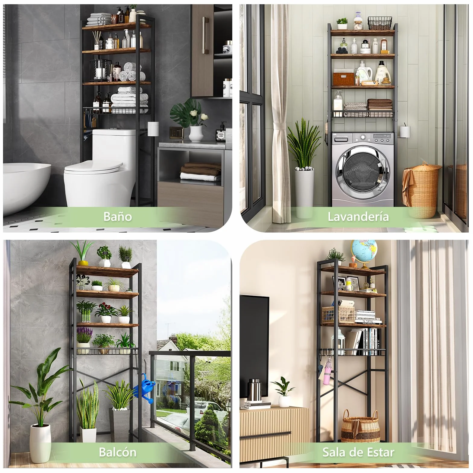 Kalrin Estante de Baño Multifuncional Ajustable de 4 Niveles sobre el Inodoro