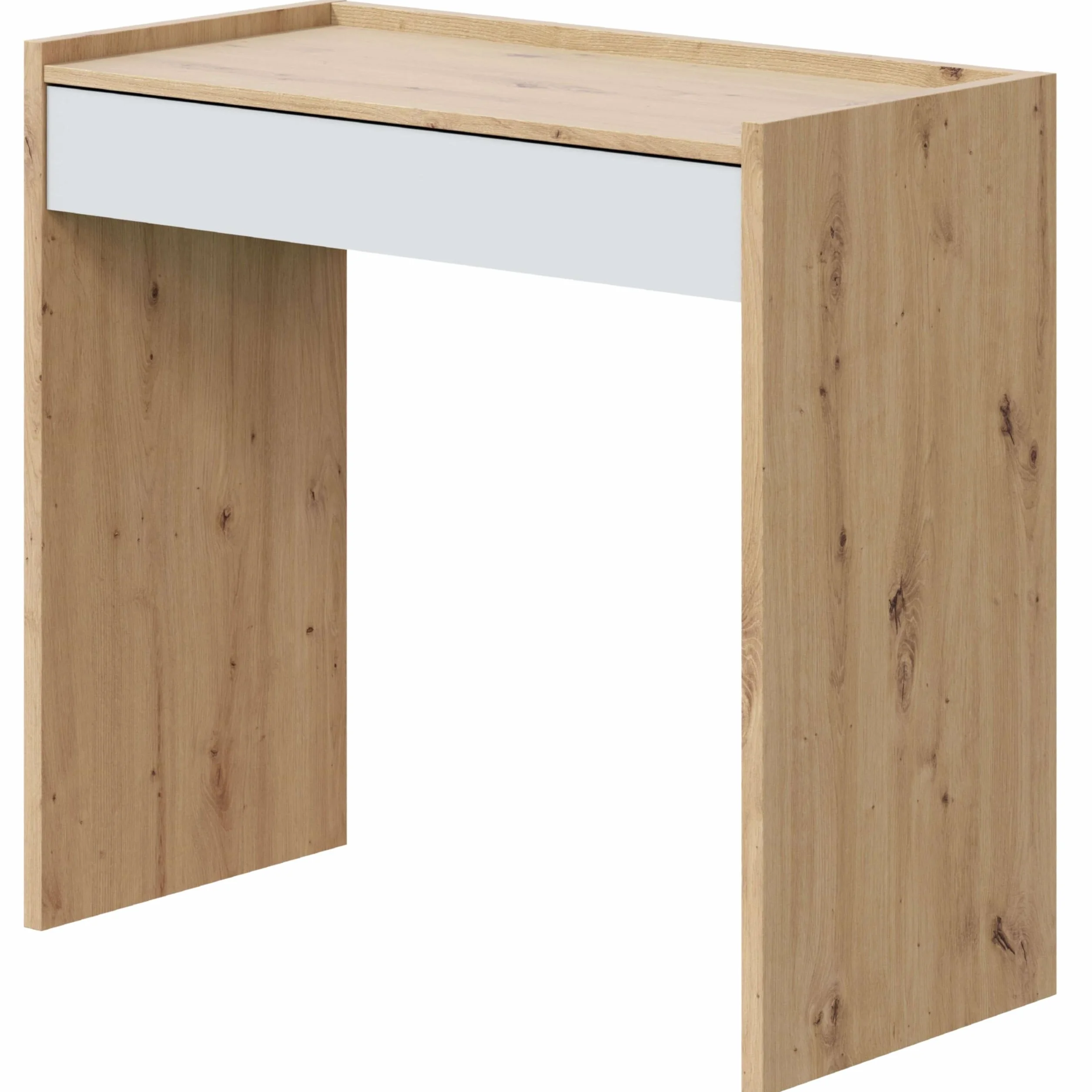 Habitdesign Mesa de Estudio Noa con Cajon 81,5x40x77cm Blanco Artik Roble Nodi