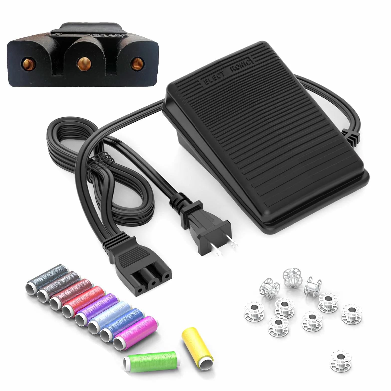 Pedal de máquina de Coser y Cable de alimentación para Cantante, Compatible con Singer 359102-001 2263 4423 e99670 8280 44s 4452 2277 4411 3116 3337 1304 m3220 3342