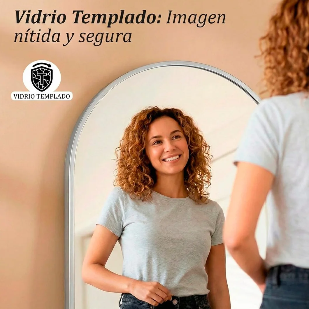 Marctani Espejo de Pie Cuerpo Entero - Espejo Grande y Largo con 3 Formas de Uso, Independiente, Montaje Pared y Apoyado - Marco de Aluminio para Dormitorio, Baño o Salon