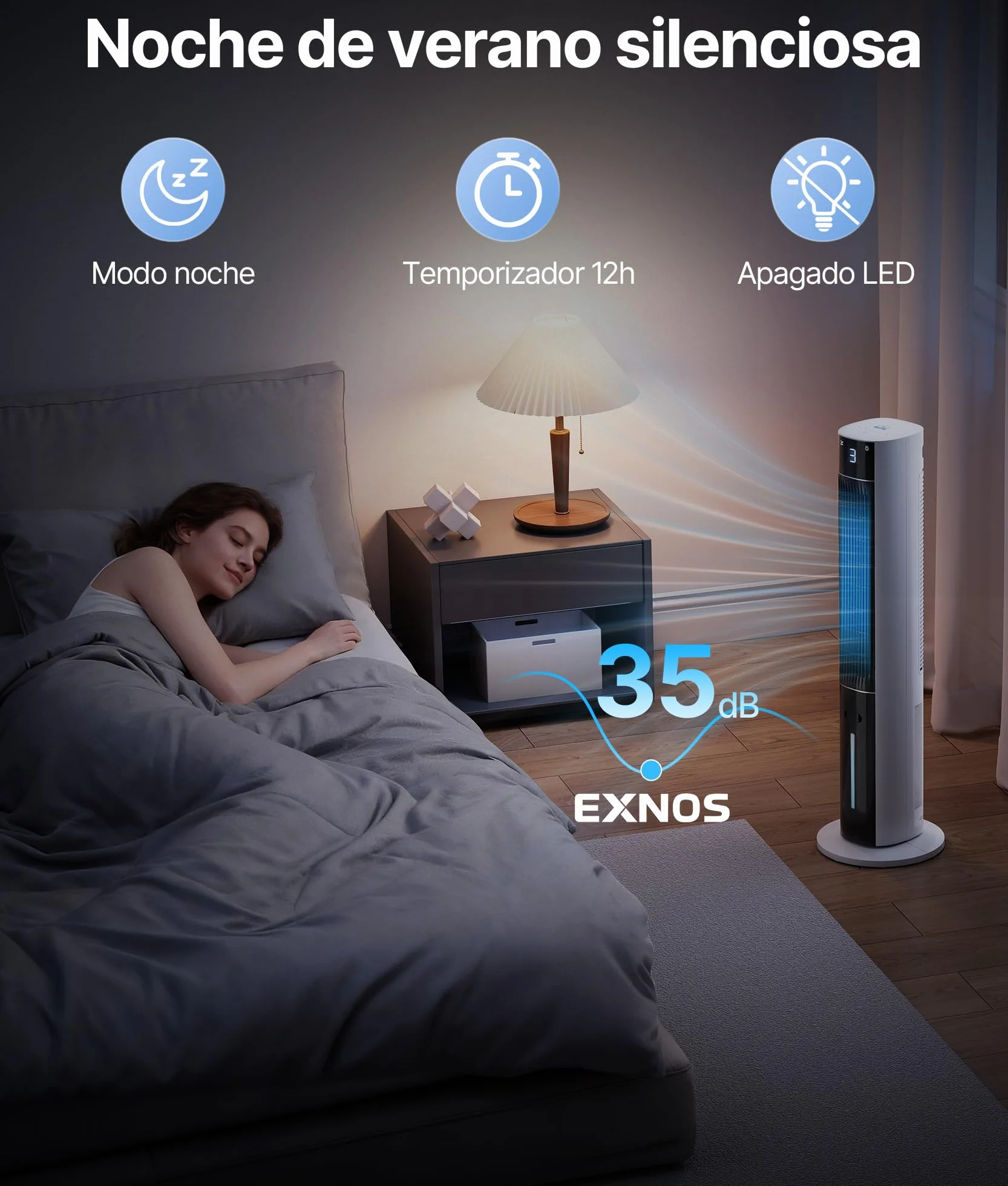 Climatizador Evaporativo Portátil- Alternativa al Aire Acondicionado Portatil Enfriador de Aire Silencioso,3 Modos, Temporizador 12H, Mando, Función Aroma, Blanco