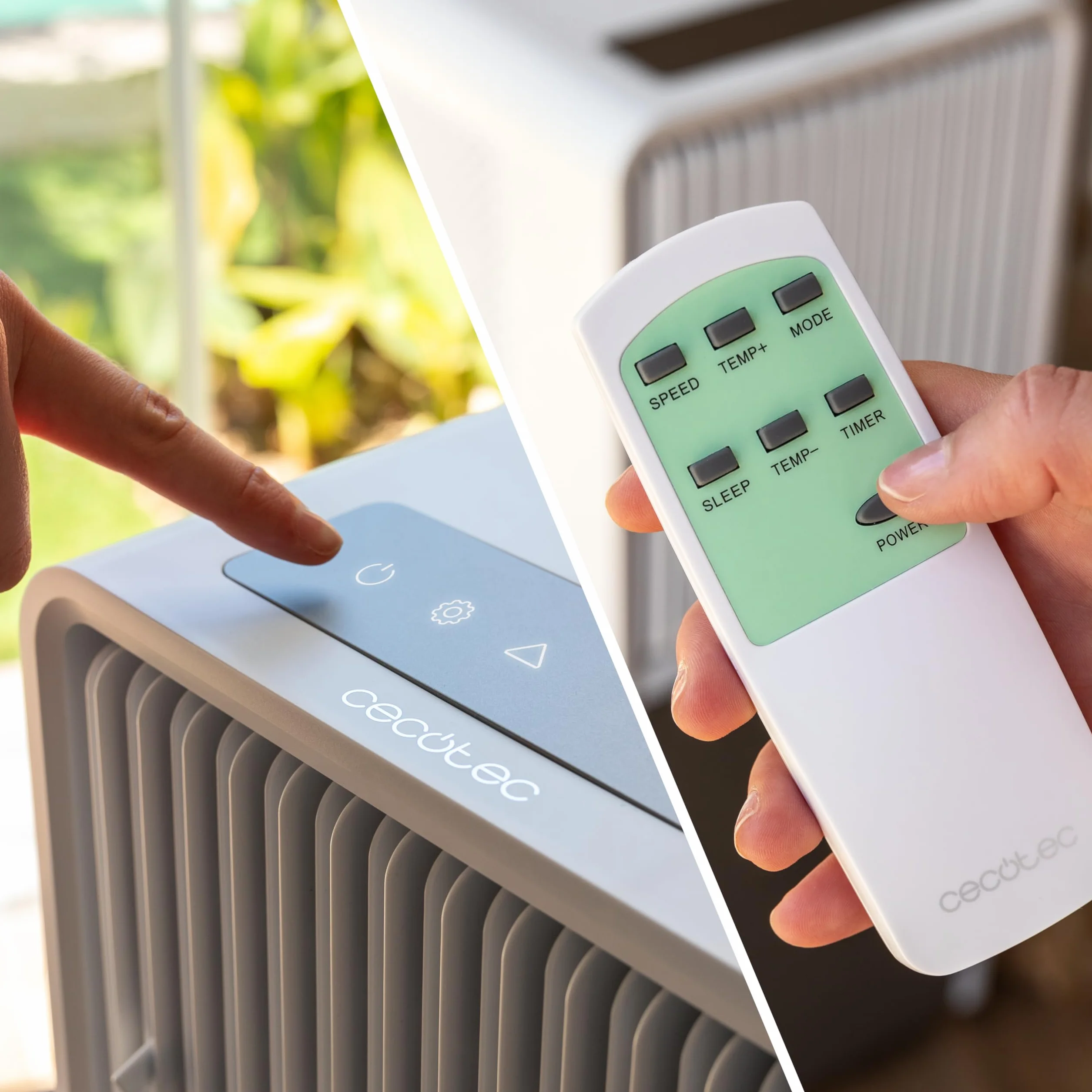 Cecotec Aire Acondicionado Portátil con Mando y Bomba de Calor ForceClima 9450 Style Heating, 9000 BTU, Táctil, Pantalla LED, 5 Modos, 2 Velocidades, Deshumidificador, Temporizador, 16 m², White