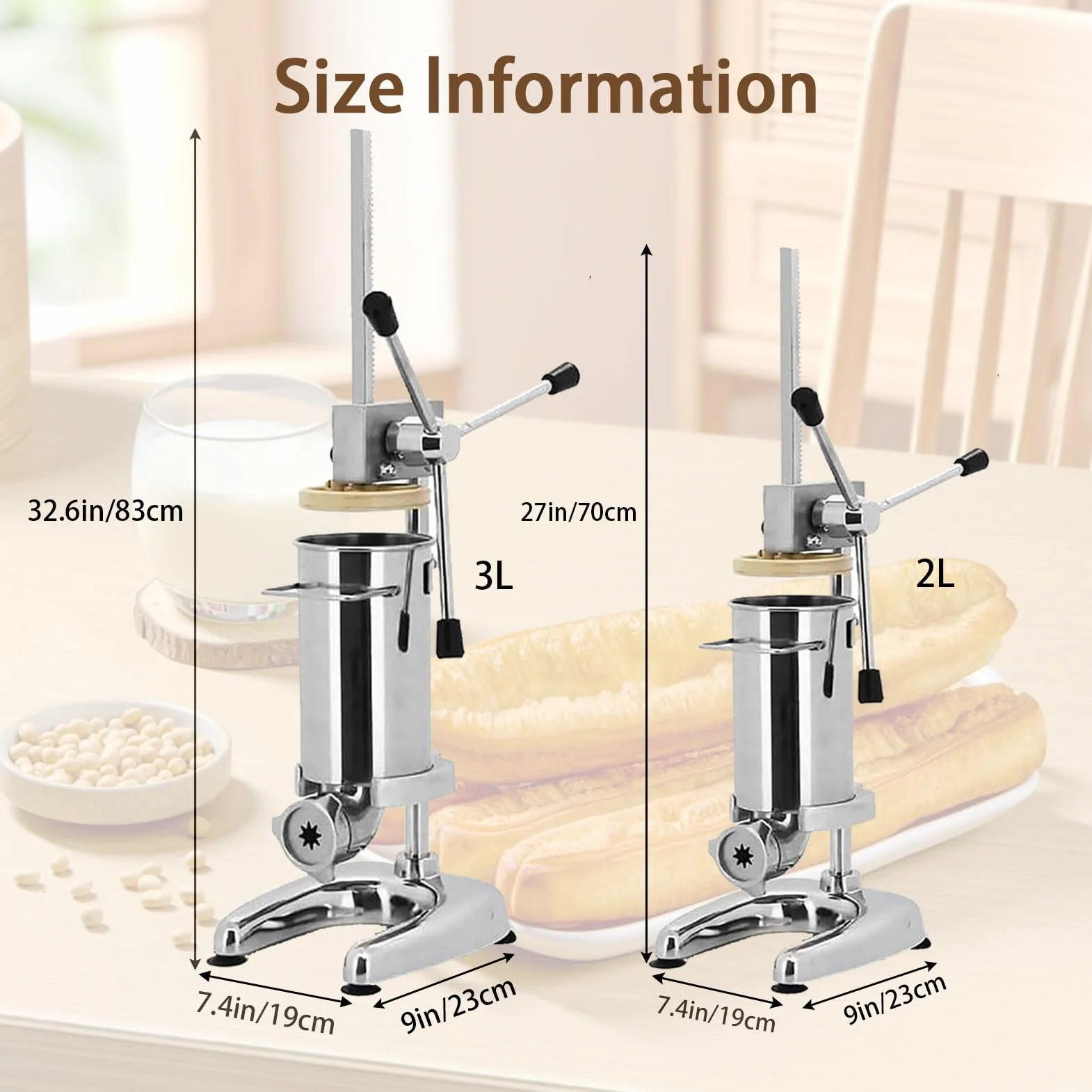 MáQuina para Hacer Churros Manual, MáQuina para Hacer Rellenos De Churros, MáQuina para Hacer Churros De Rosquillas EspañOlas Manual Comercial De 2 L, 5 Tipos De Moldes 3L