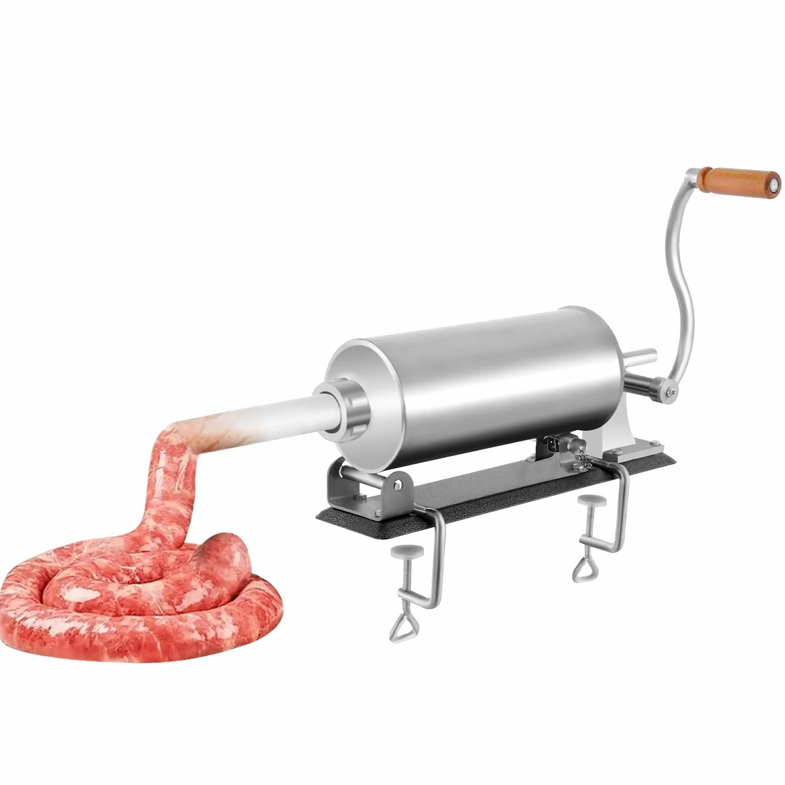 Máquina de llenado manual de salchichas de acero inoxidable, 3 L, jeringa para salchichas, prensa para salchichas, 4 tubos de llenado para restaurantes, bares, cafeterías, talleres, cocinas, ideal