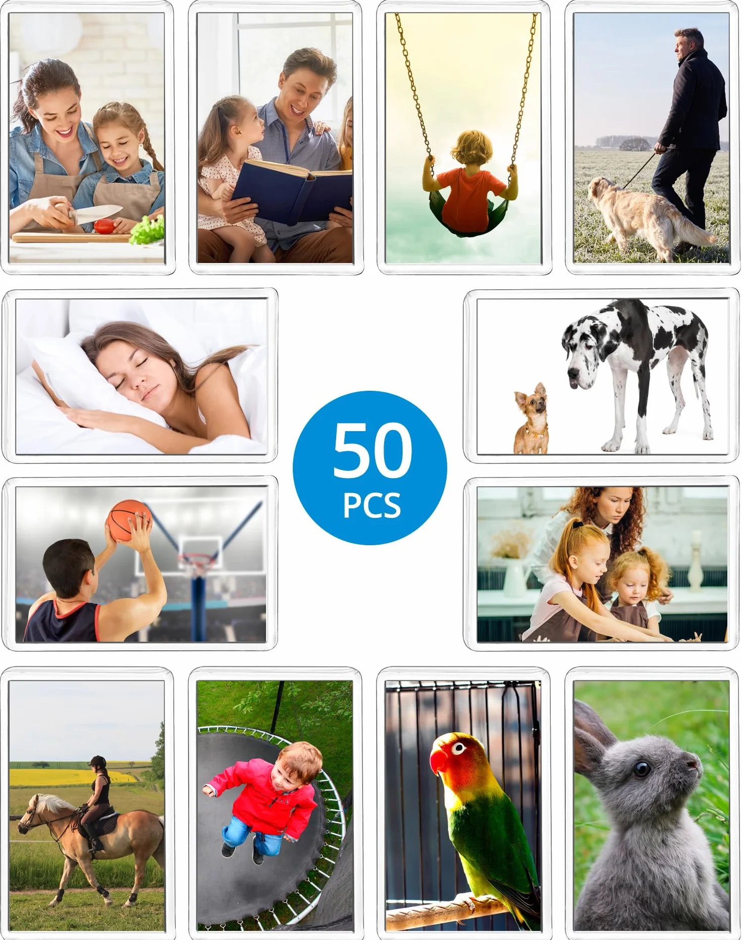 QWORK® 50 Piezas Mini Marcos de Fotos Magnéticos para Fotos de 7 x 4,5 cm, Marcos de Fotos de Acrílico Transparente para Refrigerador y Regalos Familiares