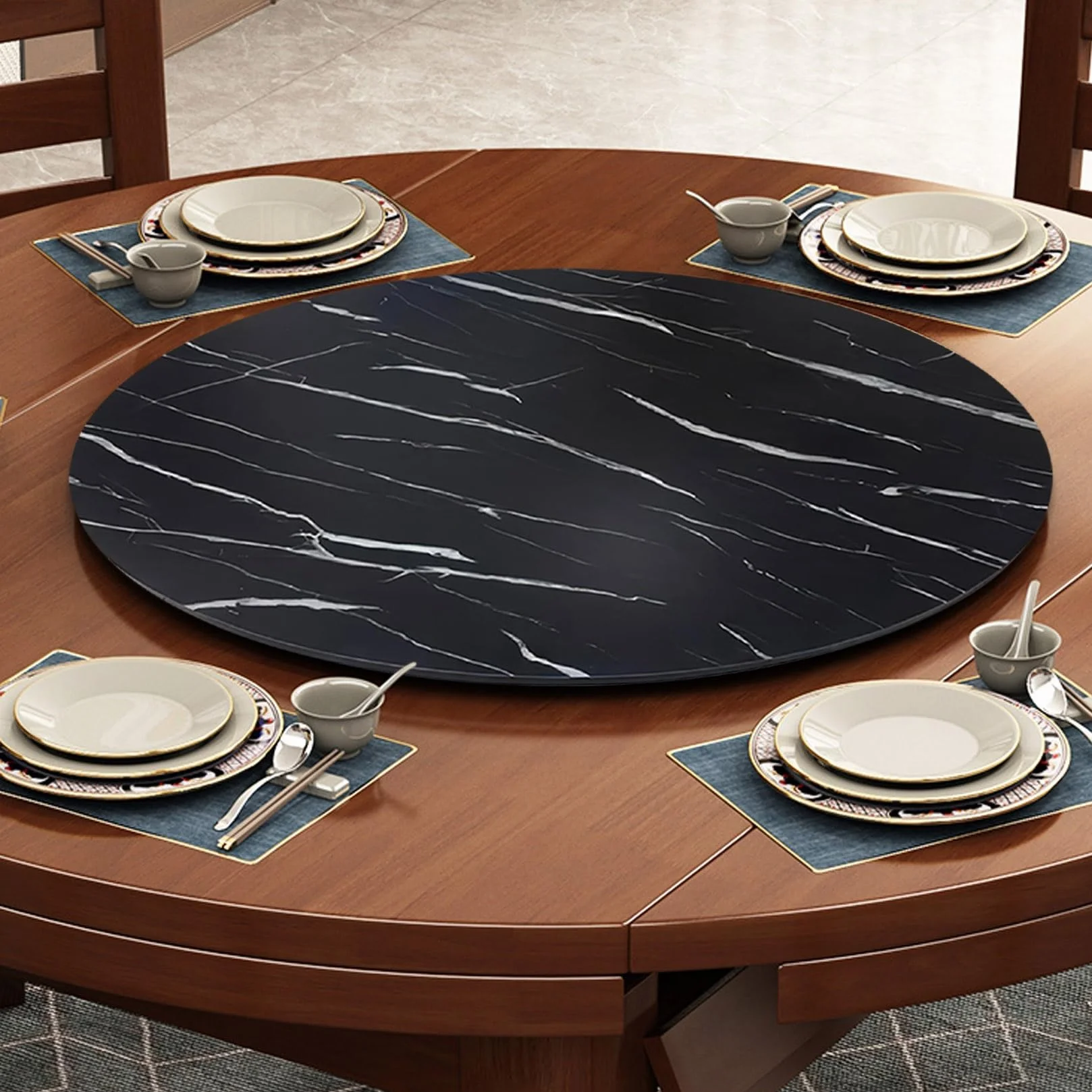 Bandeja giratoria de madera redonda de 360°, antideslizante, silenciosa, grande, 50-100 cm de diámetro, para mesa de comedor, perfecta para entretenimiento y servir