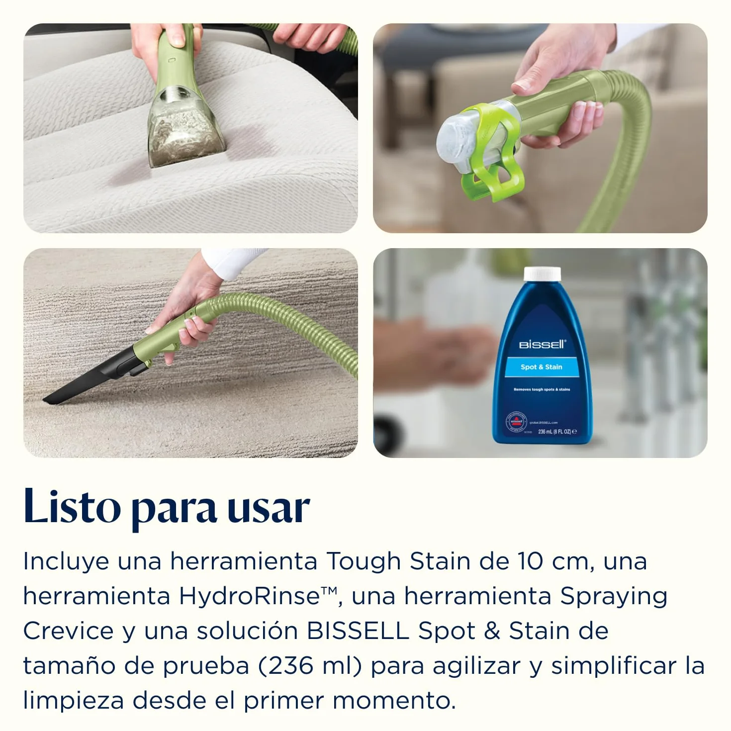 BISSELL Little Green 4098N Aspiradora de Agua Tapicería 340W Lava Manchas Alfombras Auto