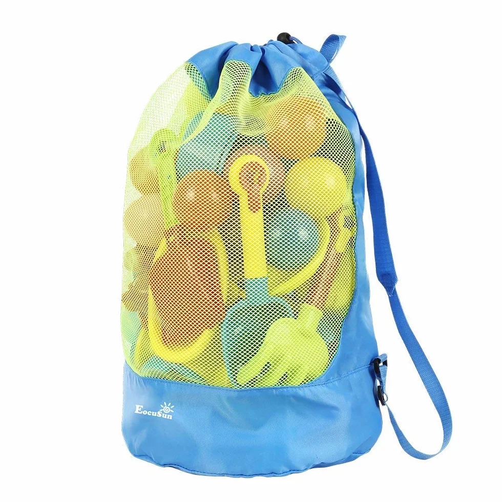EocuSun Bolsa Grande de Malla para Juguetes de Playa con Cordón Ajustable Mochila Duradera para Niños