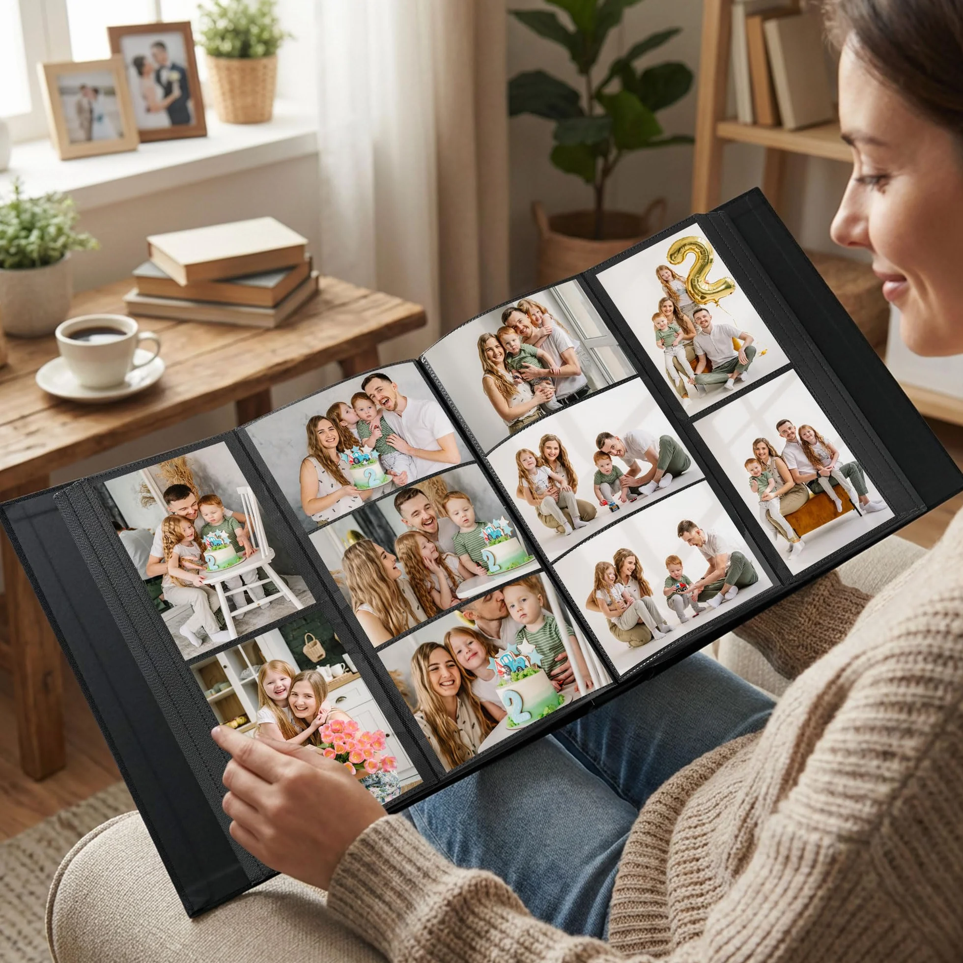 Album Fotos 10x15 cm, Álbum de Fotos de Gran Capacidad para 600 Bolsillos, Photo Album Horizontal y Vertical, con Funda de Tela, Ideal para Familia, Bodas, Viaje y Recuerdos de Bebé, Beige