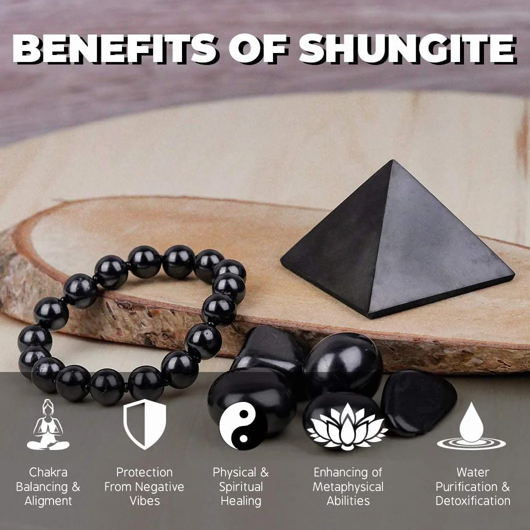 Piedras de Shungit Pulidas para la Purificación del Agua | Guijarros de Shungita para Limpieza y Filtrado de Agua I Auténtica Shungit de Karelia | Cada Piedra de 1 a 3 cm