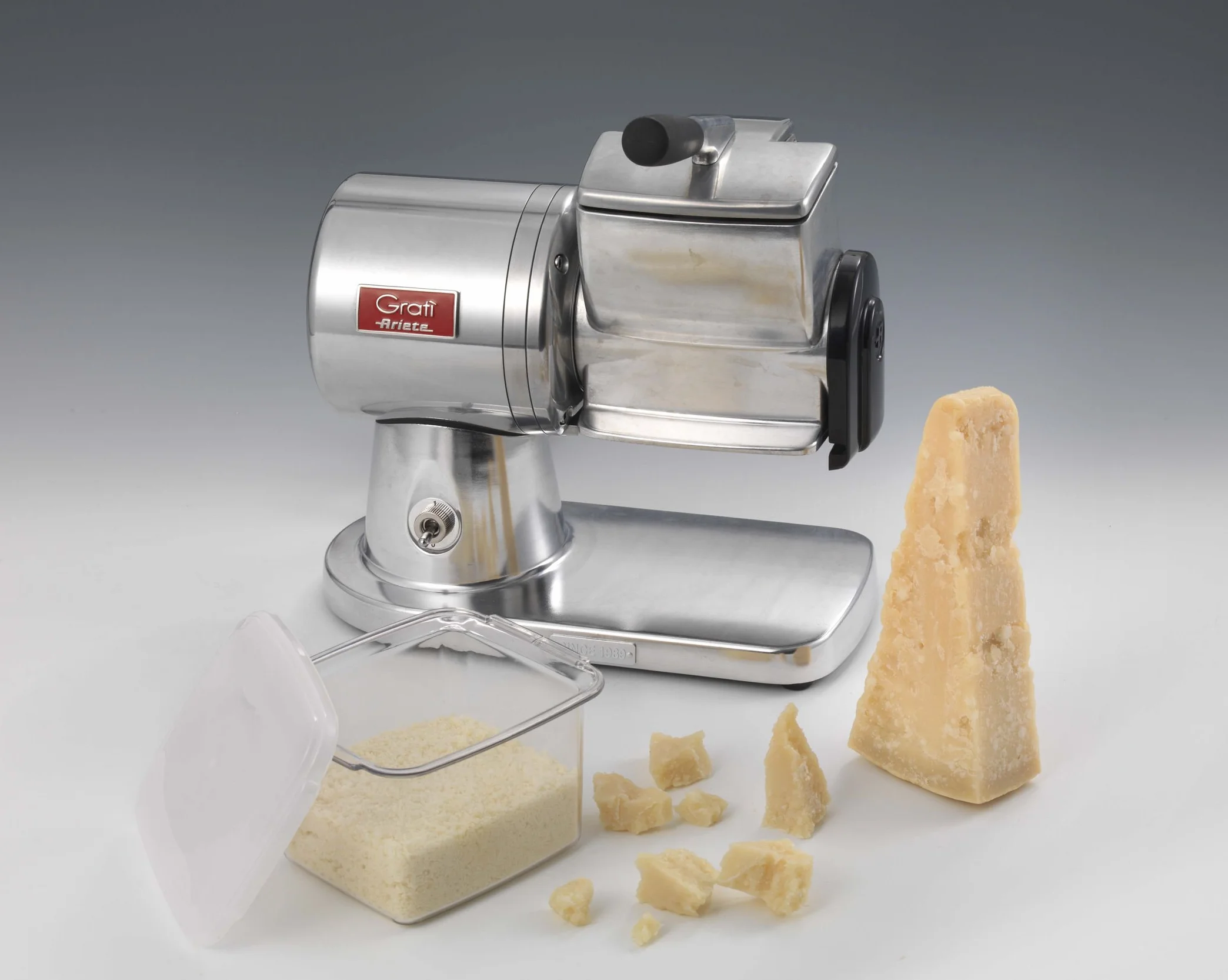 Ariete Gratì Superior 449 - Rallador Eléctrico Profesional | Cuerpo de Aluminio Fundido, Rodillo Inoxidable | para Queso, Pan Duro, Frutos Secos y Chocolate