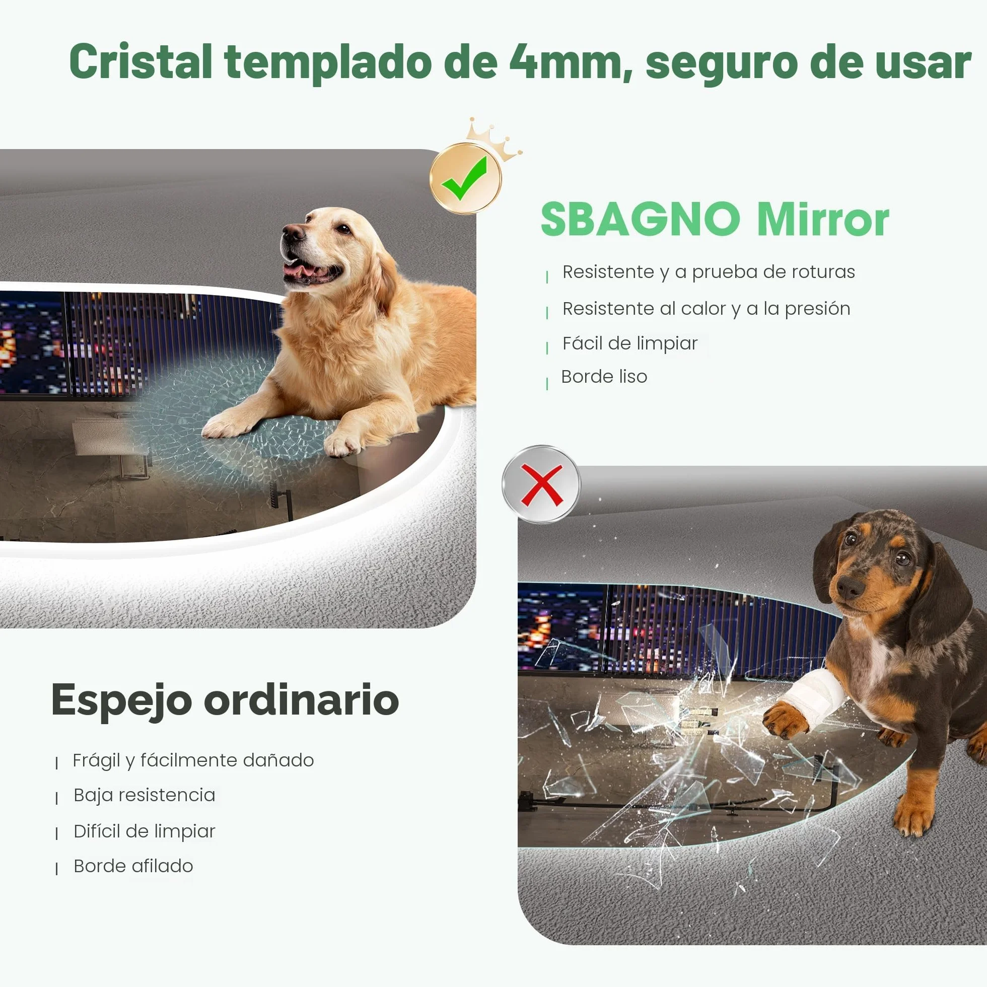 S'bagno Oval Bluetooth Espejo Baño con Luz 50x80cm, Antivaho, Espejos de Baño con Led y Memoria, 3000K/4000K/6500K, Regulable, Cristal Templado HD, IP44 Espejo Baño Led, Horizontal o Vertical