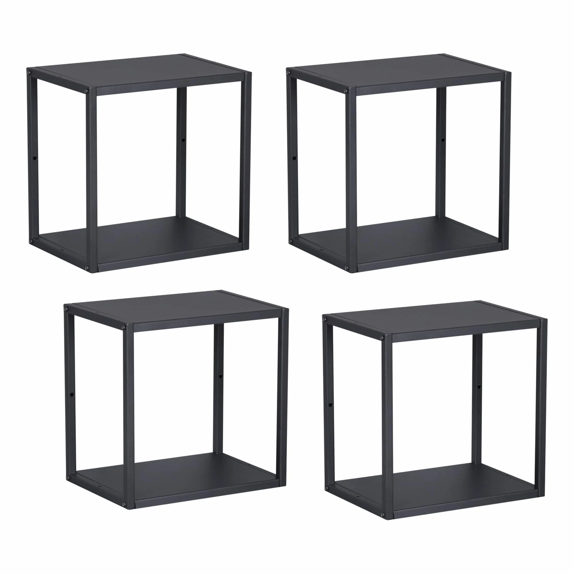 Estantería Pared Nostened Juego de 4 Estantes Cubo Flotantes Acero 28x28x20 cm Negro