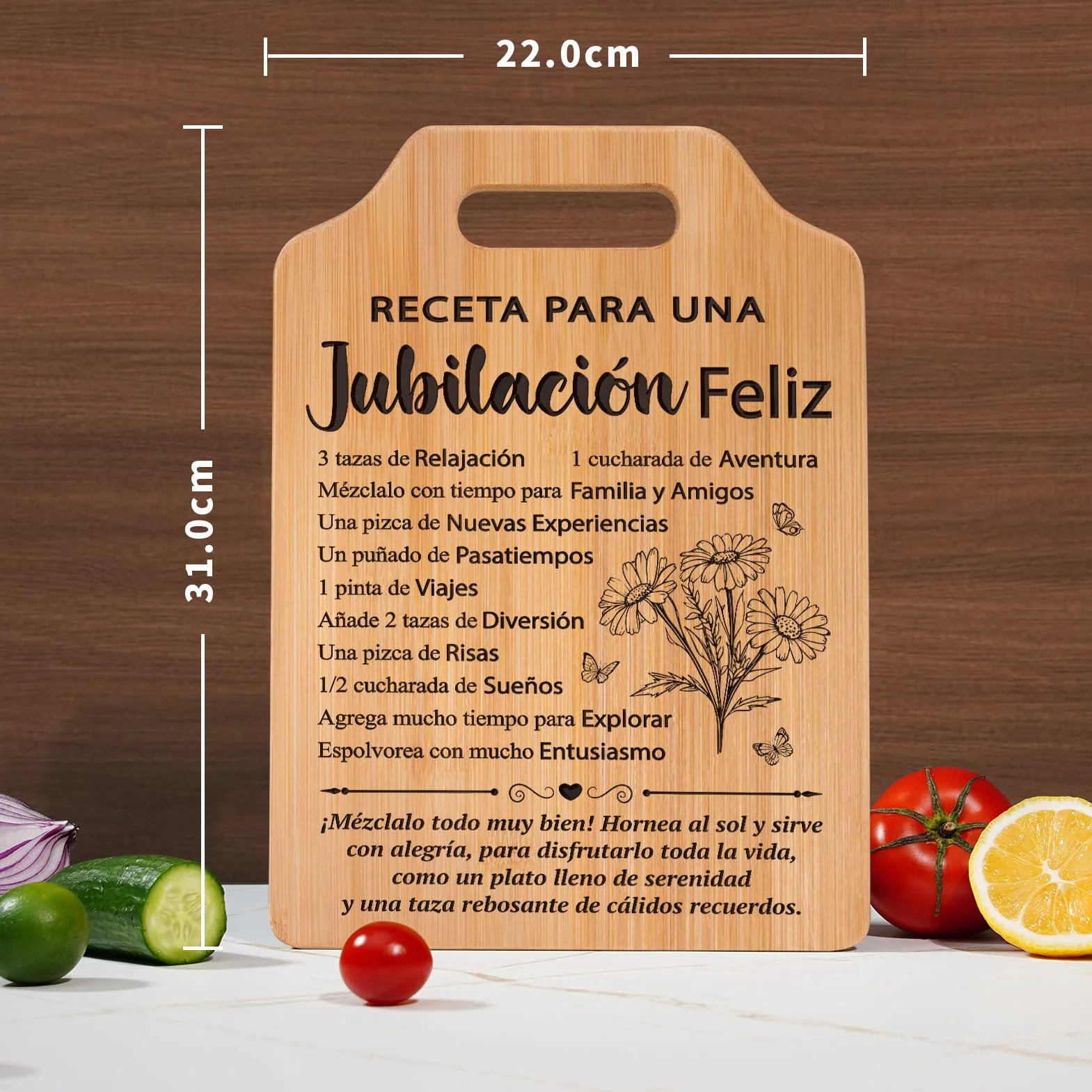 Tabla de Cortar de Bambú Regalos Jubilación Mujer Ideas Originales