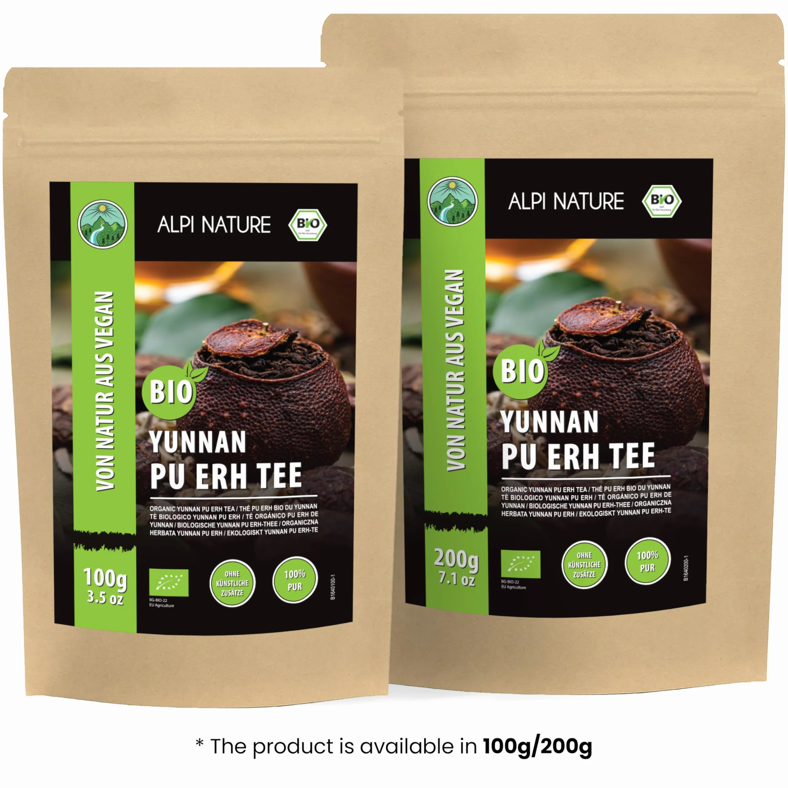 Té Rojo Pu Erh Orgánico de Yunnan 200g, Hojas Sueltas con Cafeína Natural